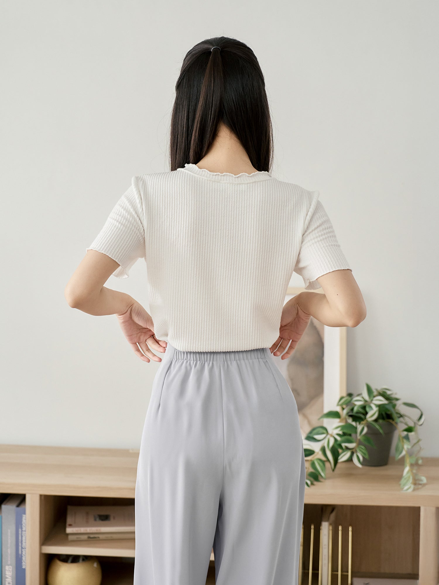 Textured Babylock Short Sleeve Top