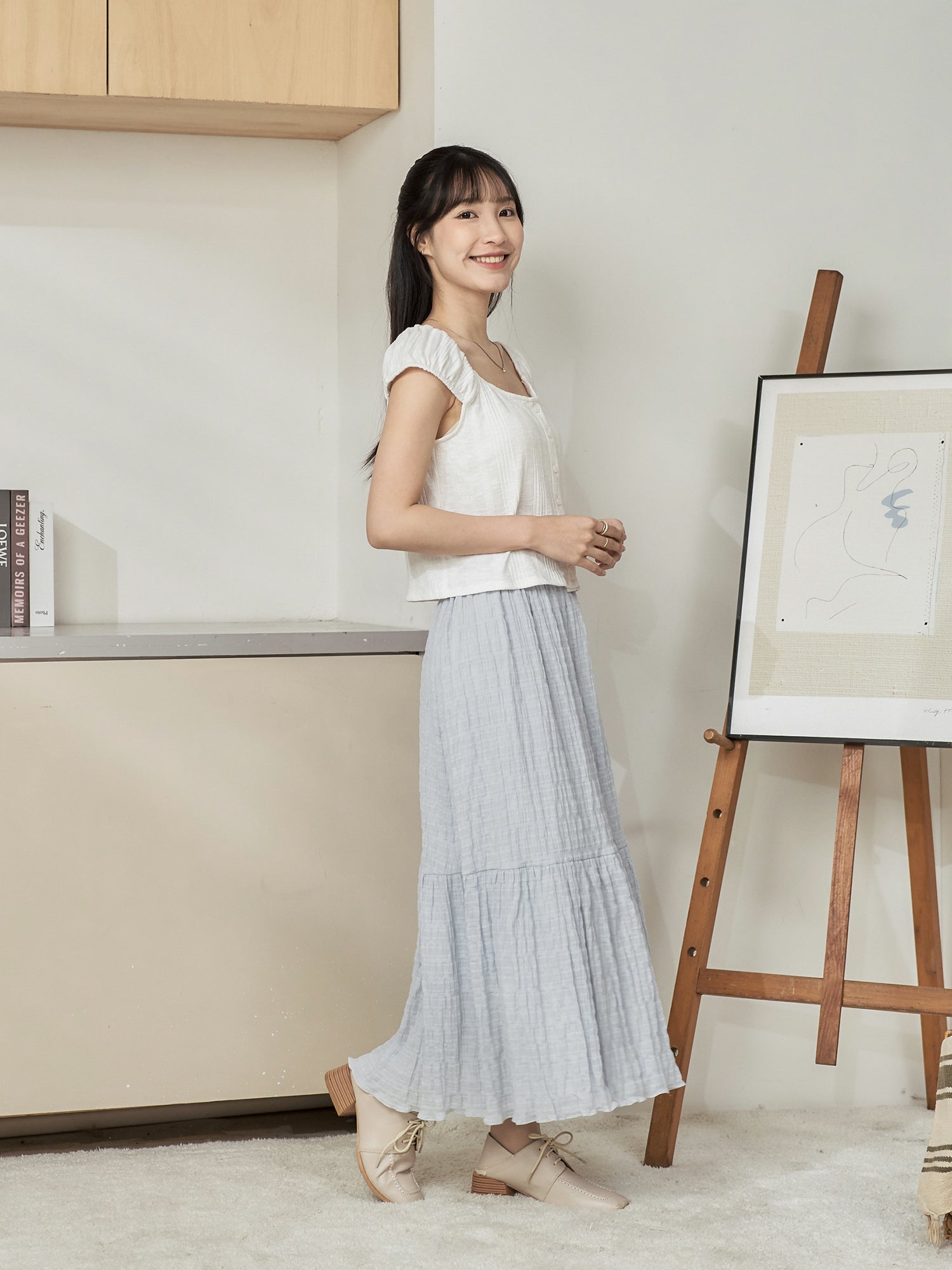 Knit-Blend Cap Sleeve Top
