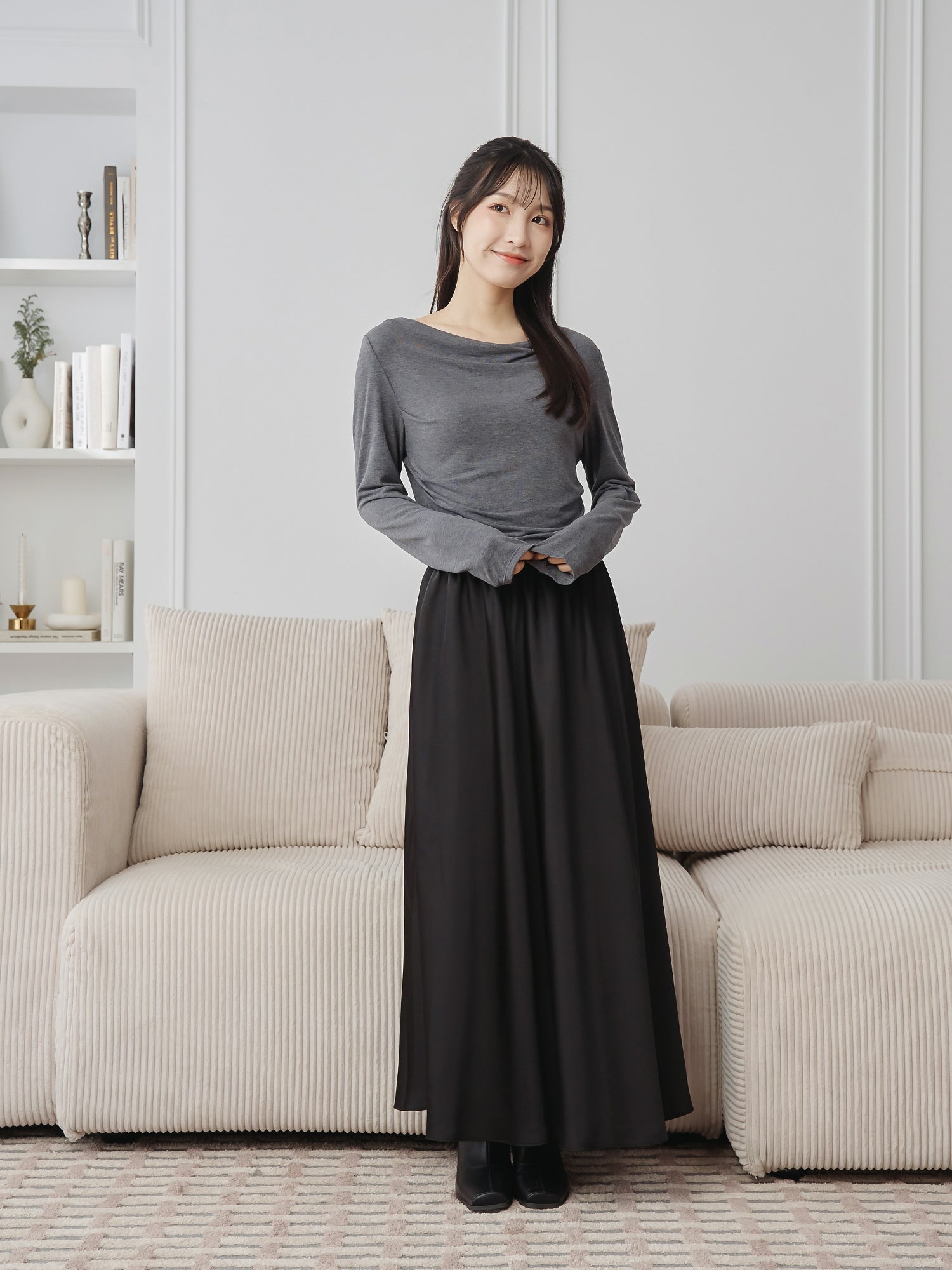 Cowl Neck Top With Scarf