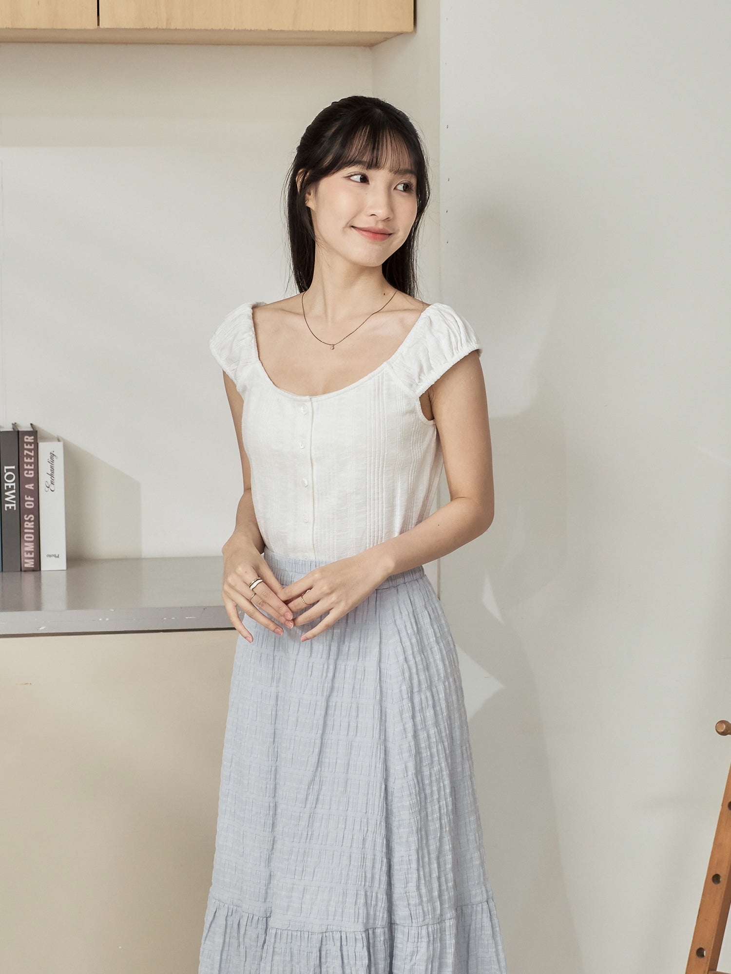 Knit-Blend Cap Sleeve Top
