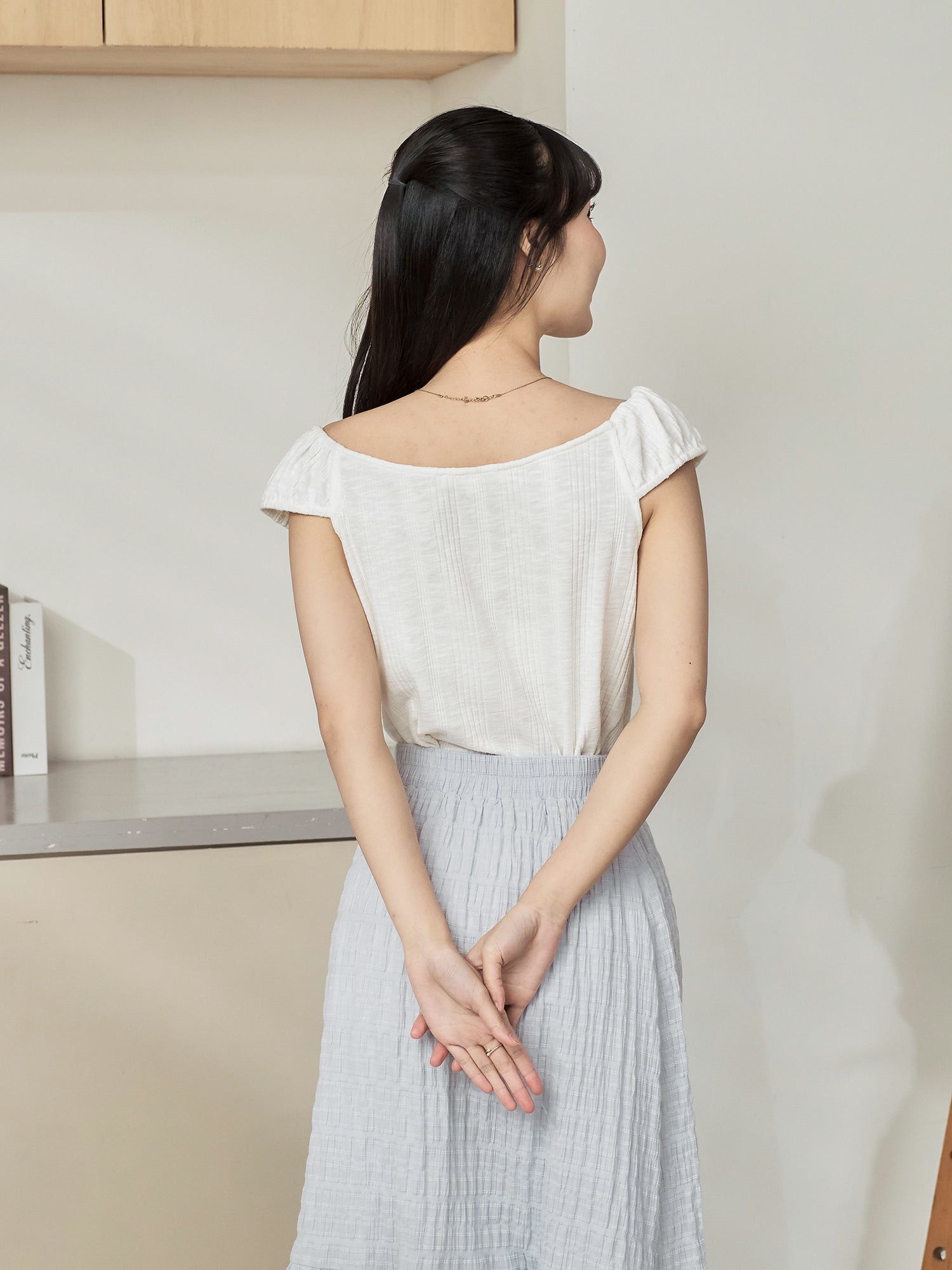 Knit-Blend Cap Sleeve Top