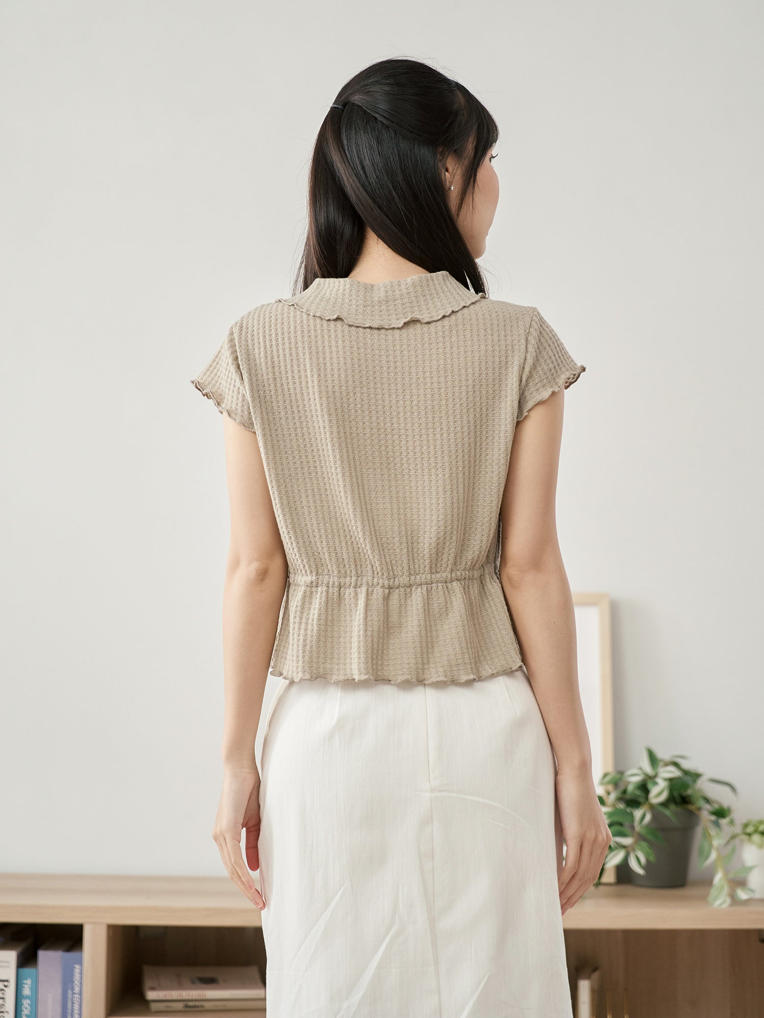Tie Waist Waffle Top