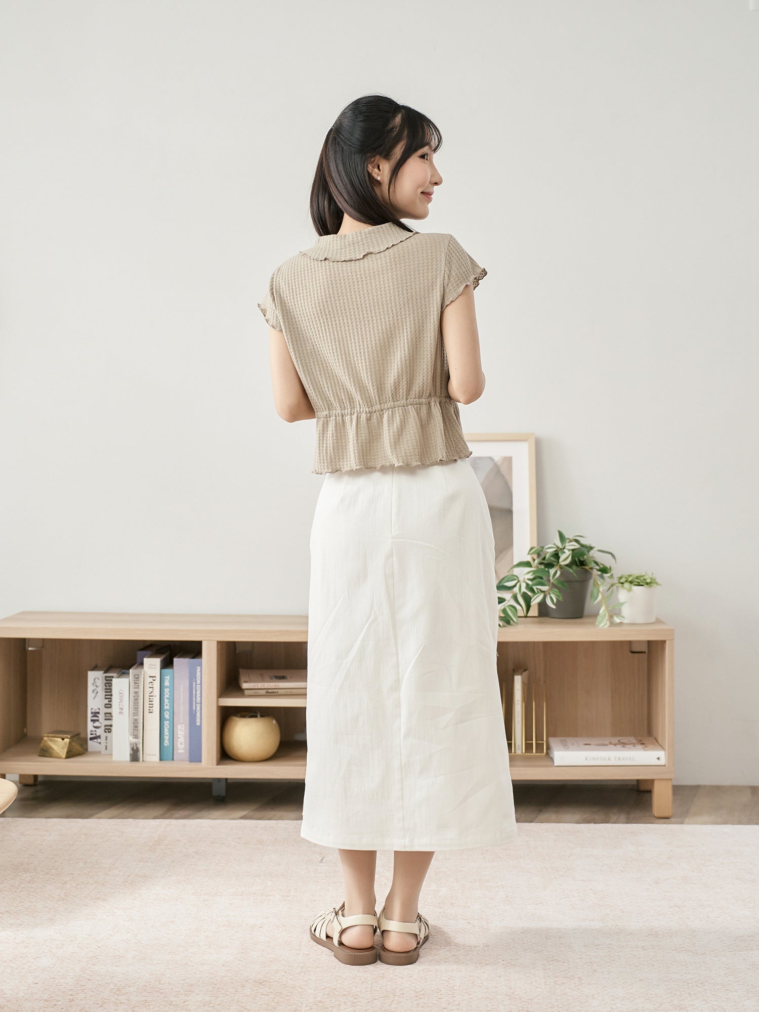 Tie Waist Waffle Top