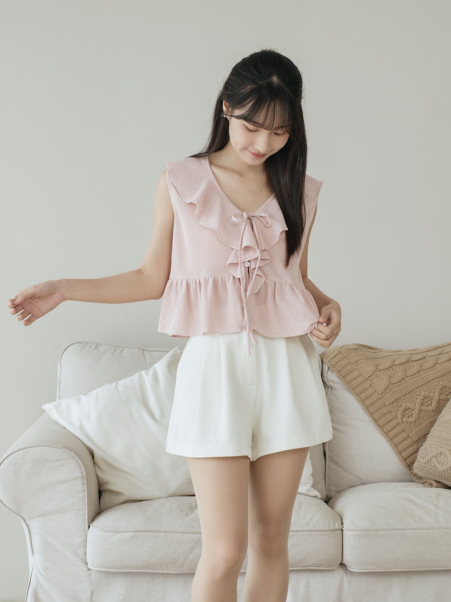 Ruffle Tie Detail Sleeveless Top