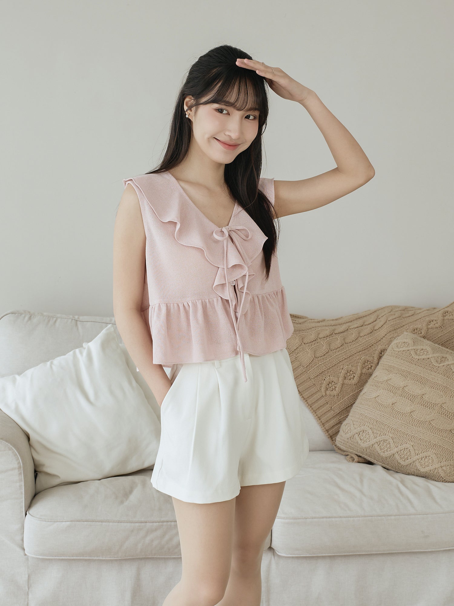 Ruffle Tie Detail Sleeveless Top