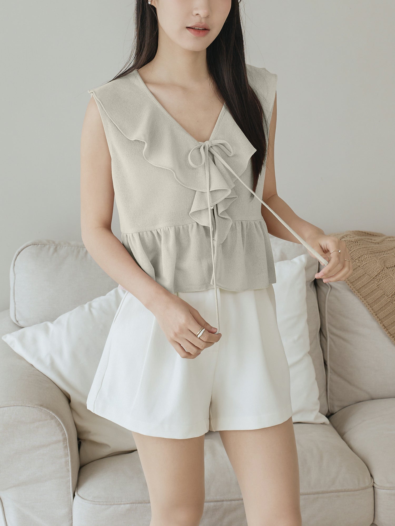 Ruffle Tie Detail Sleeveless Top