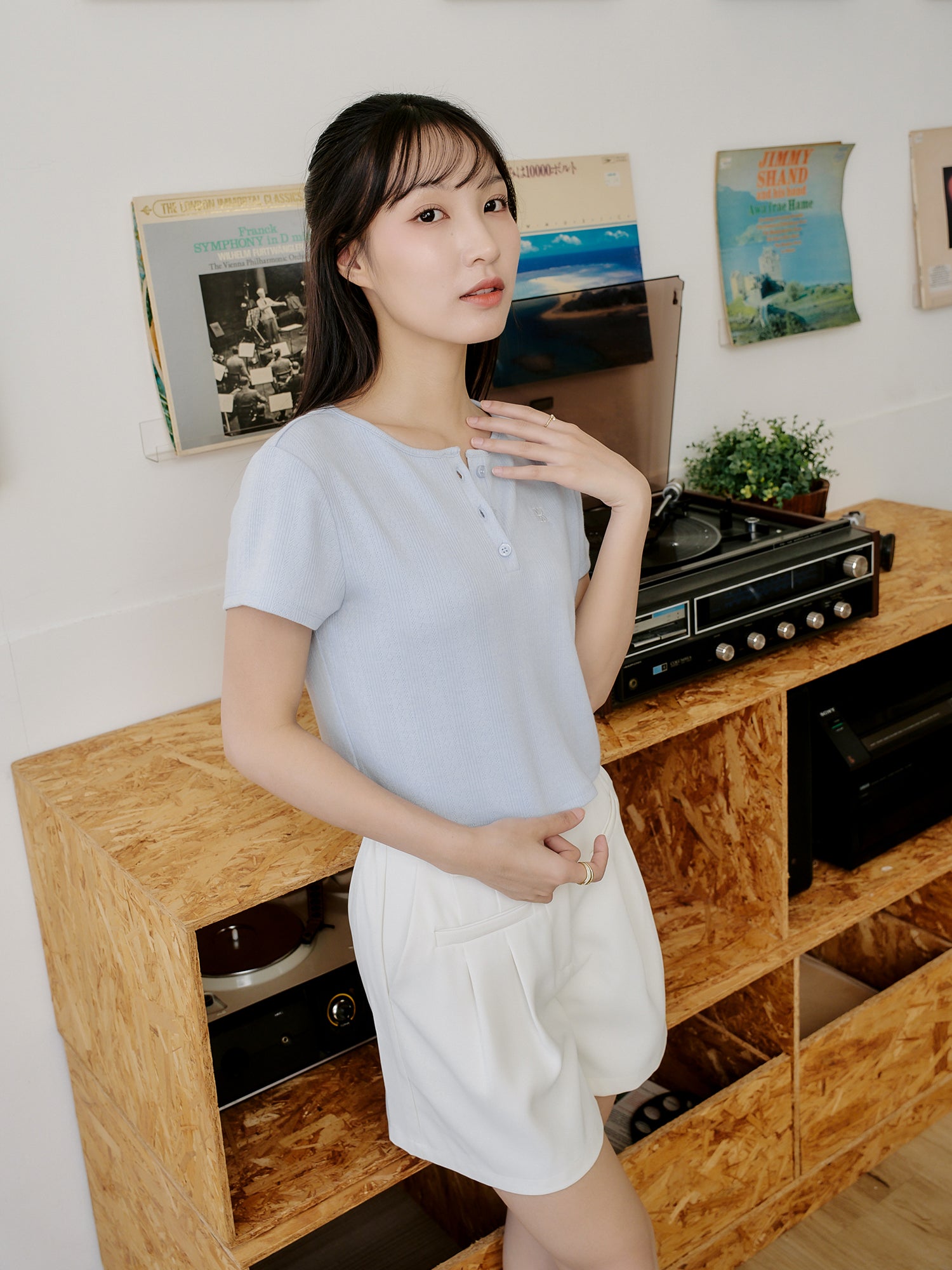 亨利領針織上衣