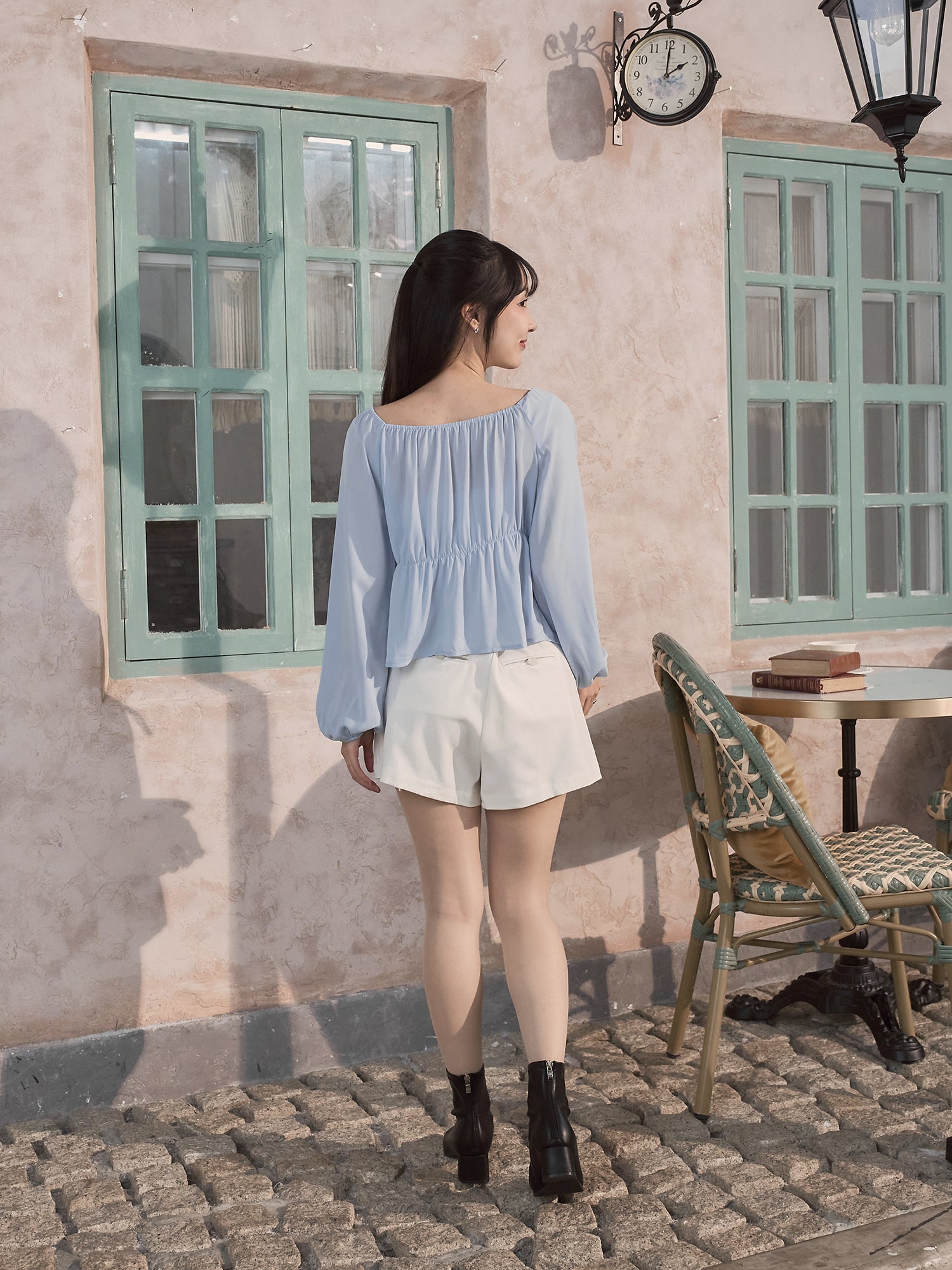 兩穿雪紡綁帶上衣