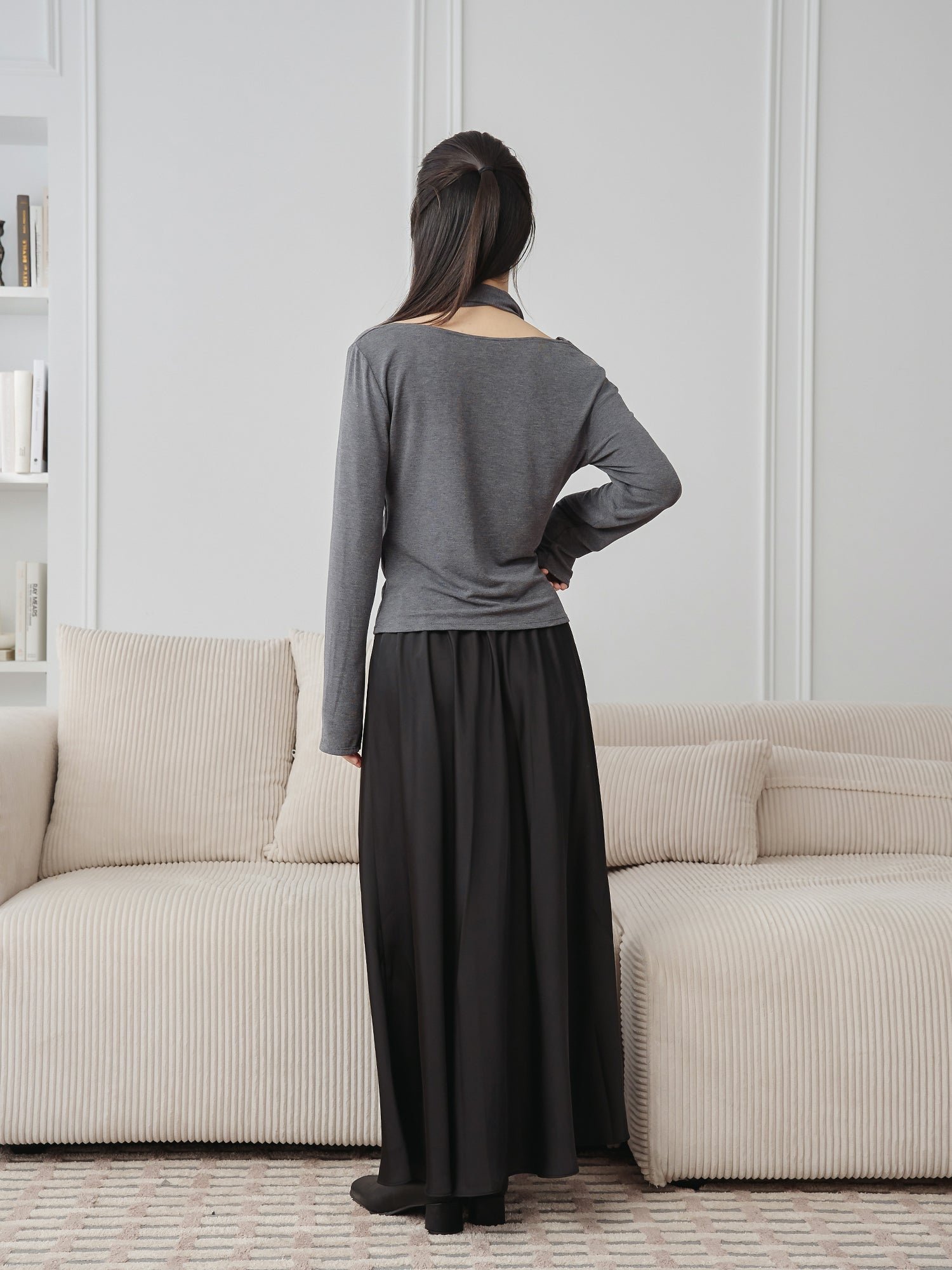 Cowl Neck Top With Scarf