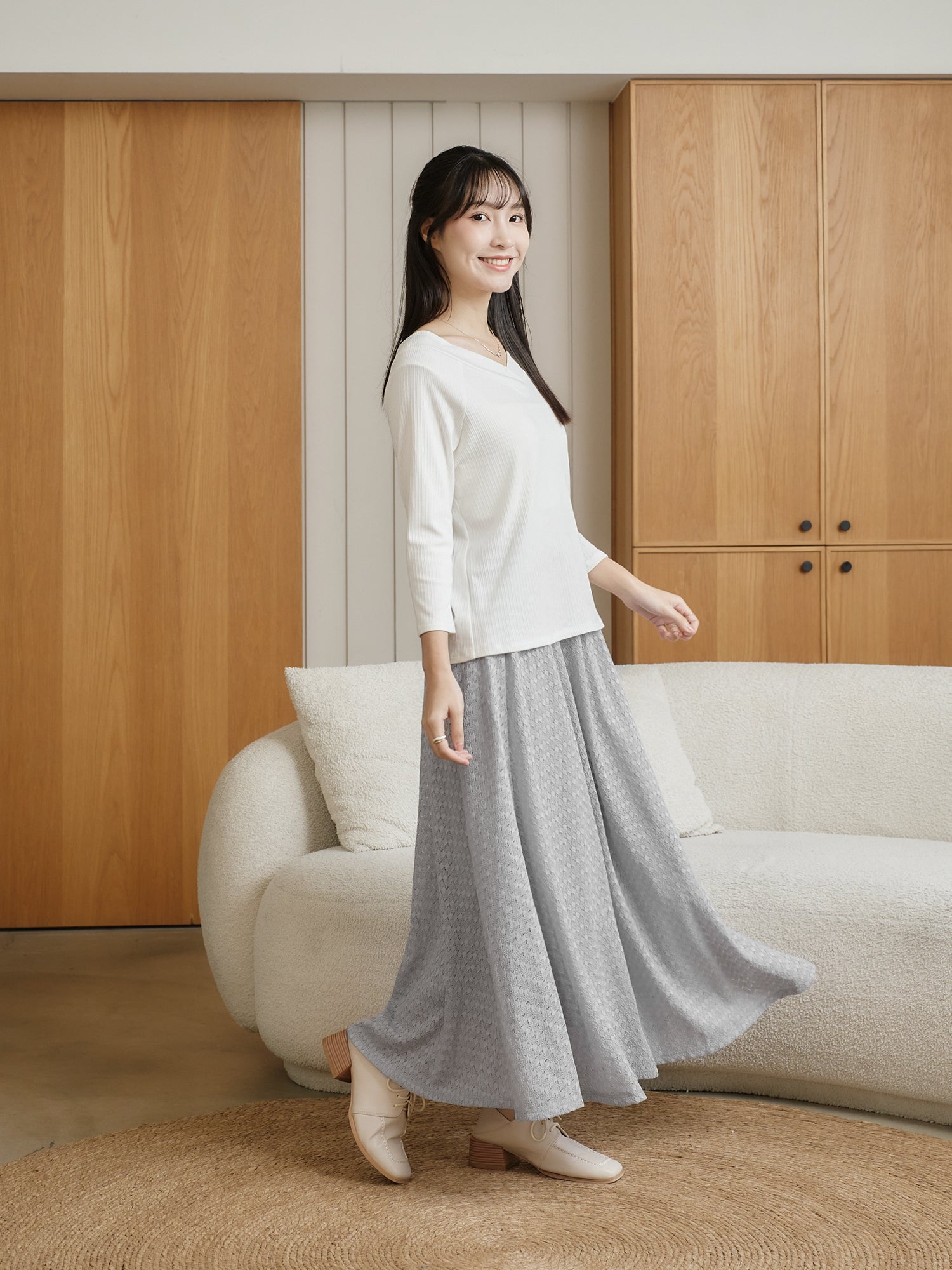 蕾絲感半身長裙