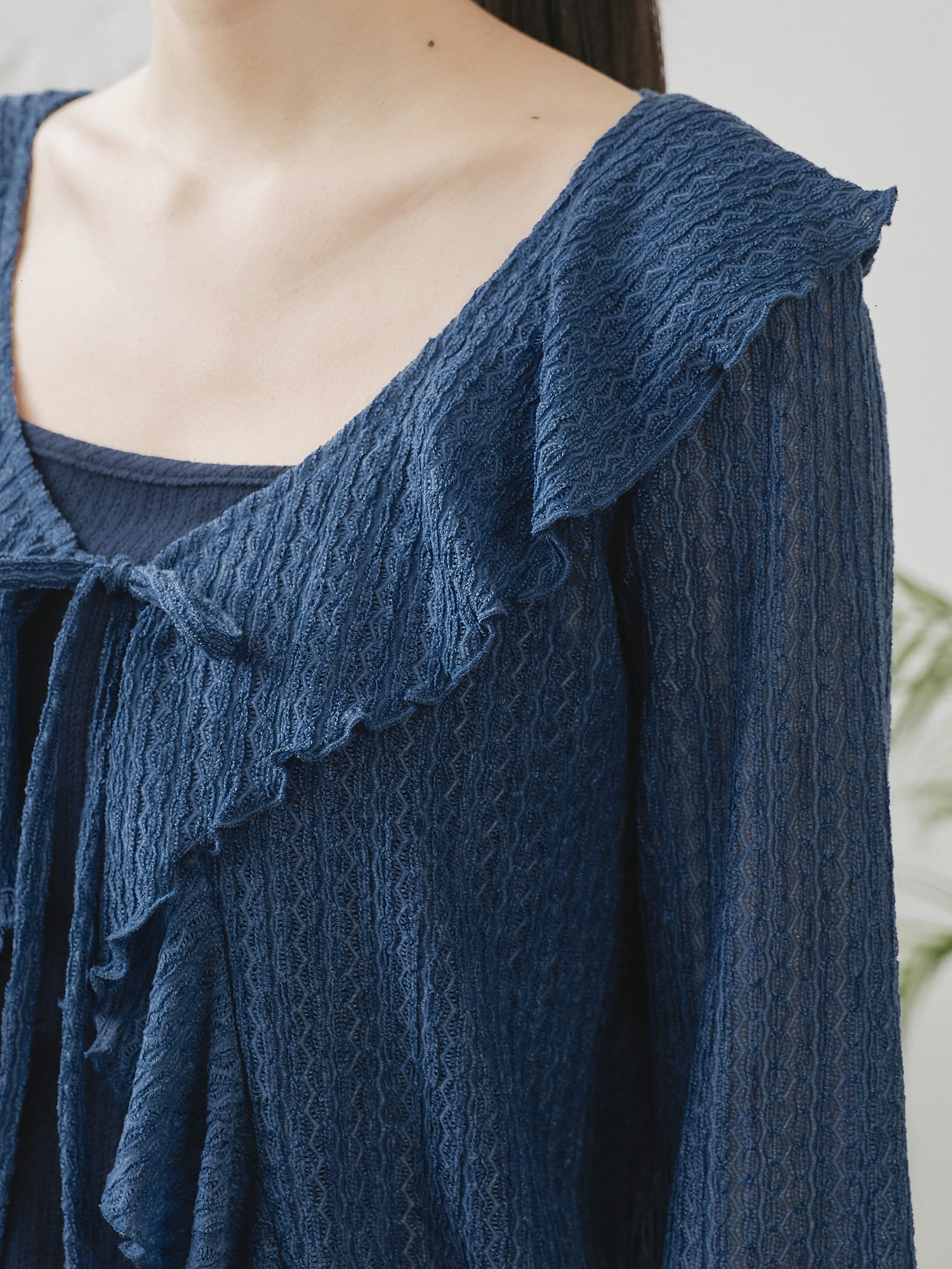 Ruffle Tie Detail Lace Outer