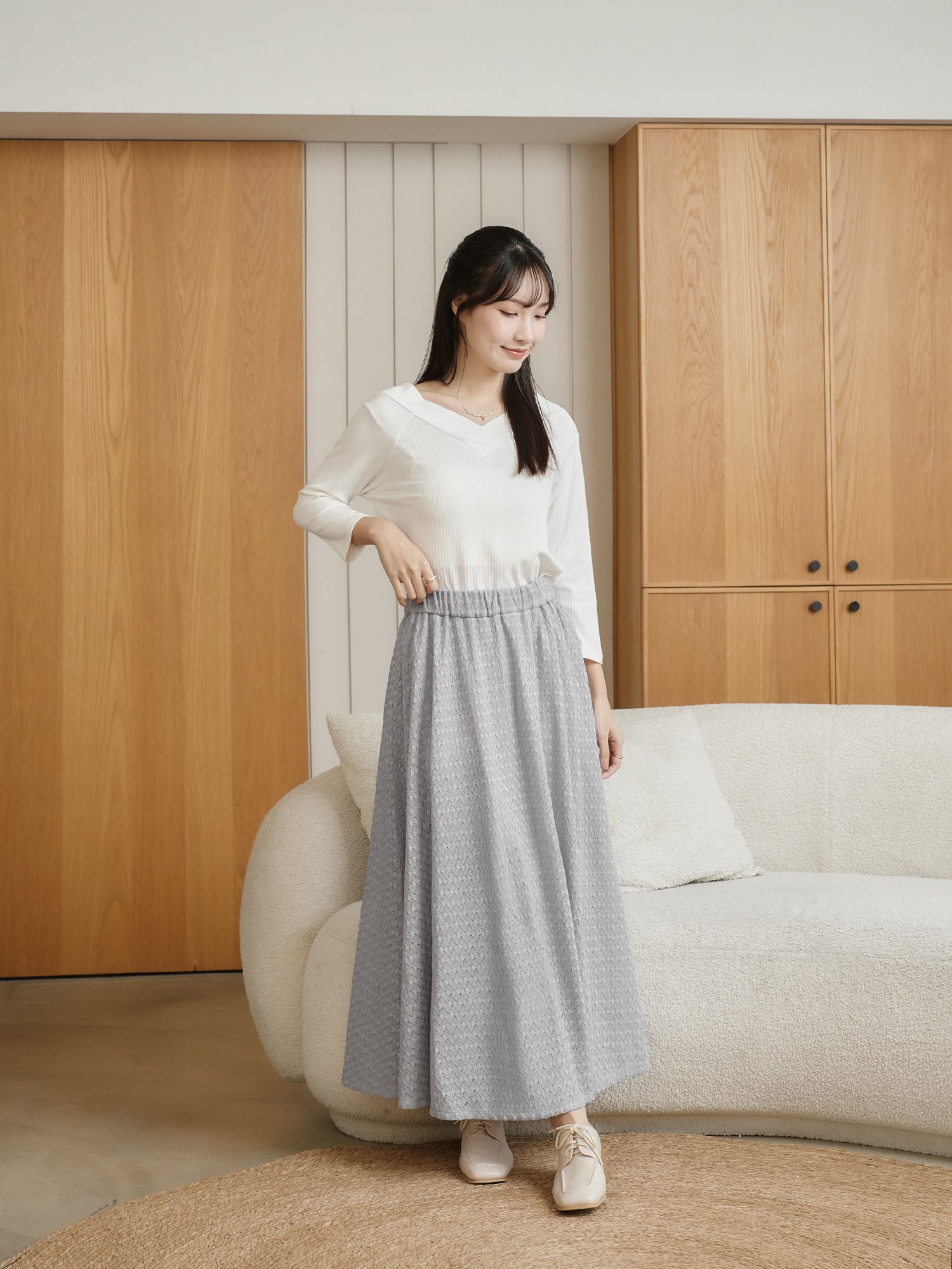 蕾絲感半身長裙