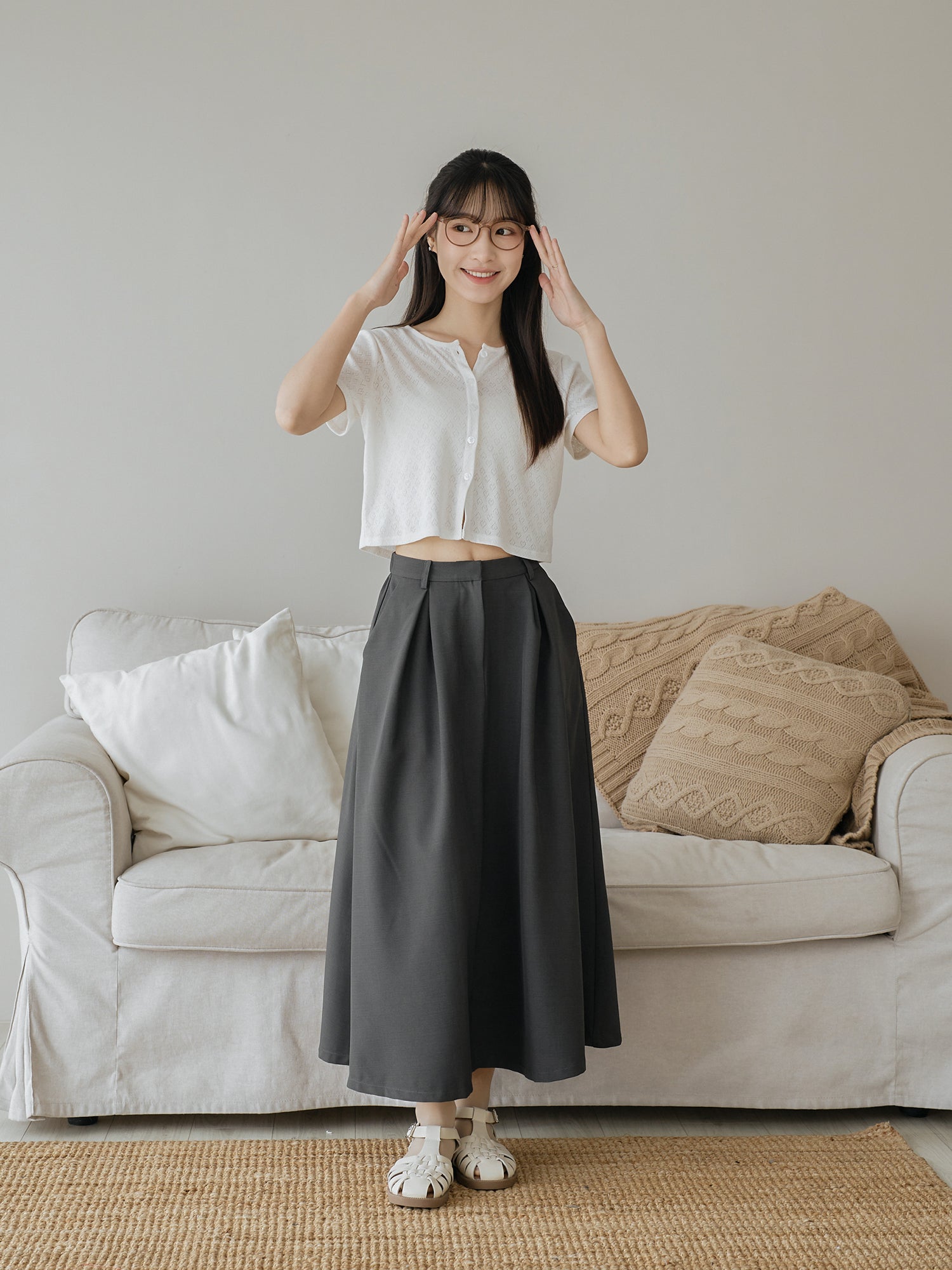 Pleated Midi Skirt