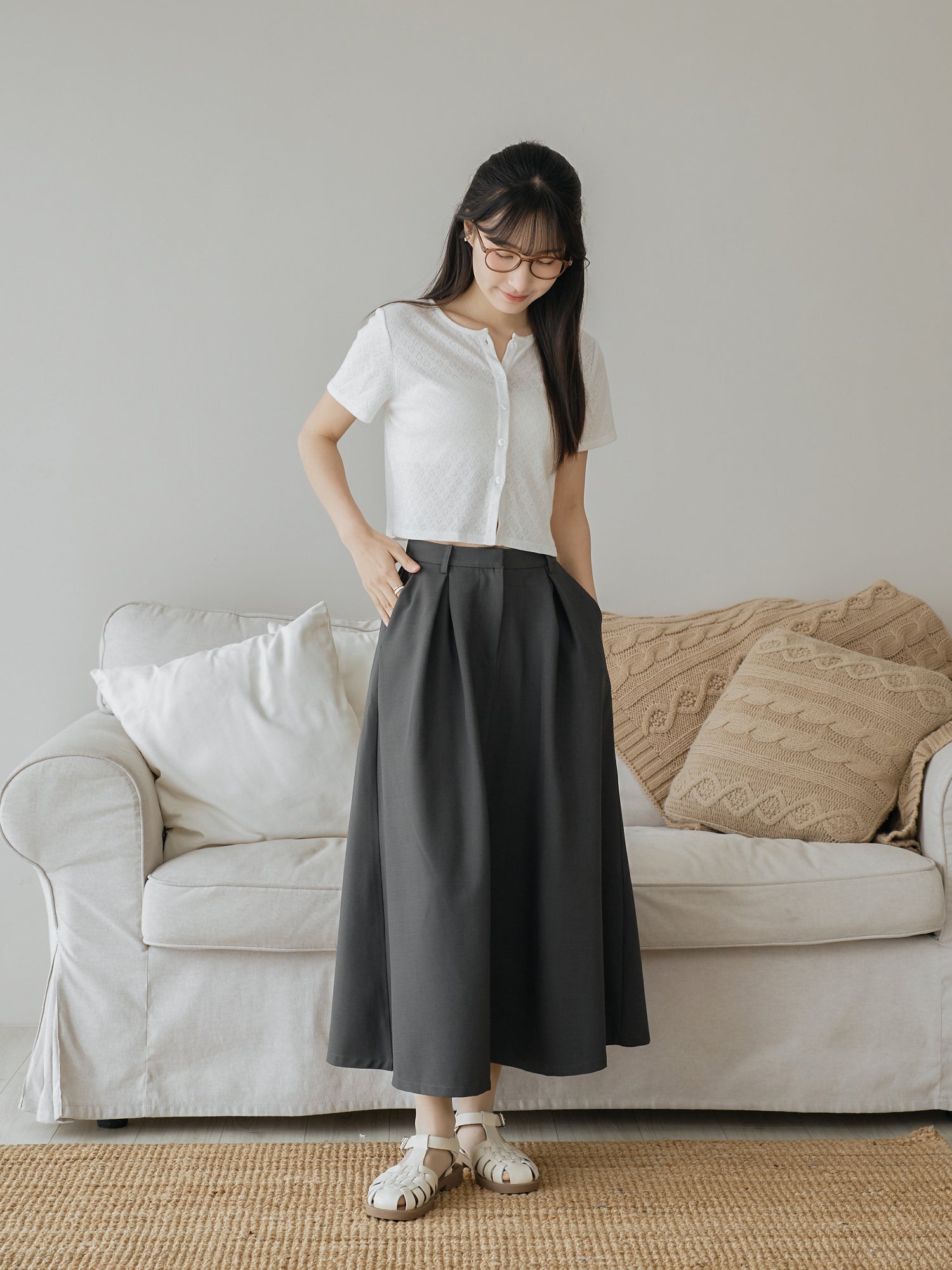 Pleated Midi Skirt