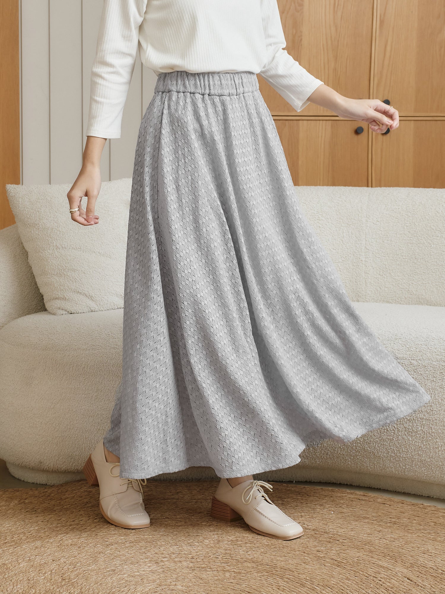 蕾絲感半身長裙