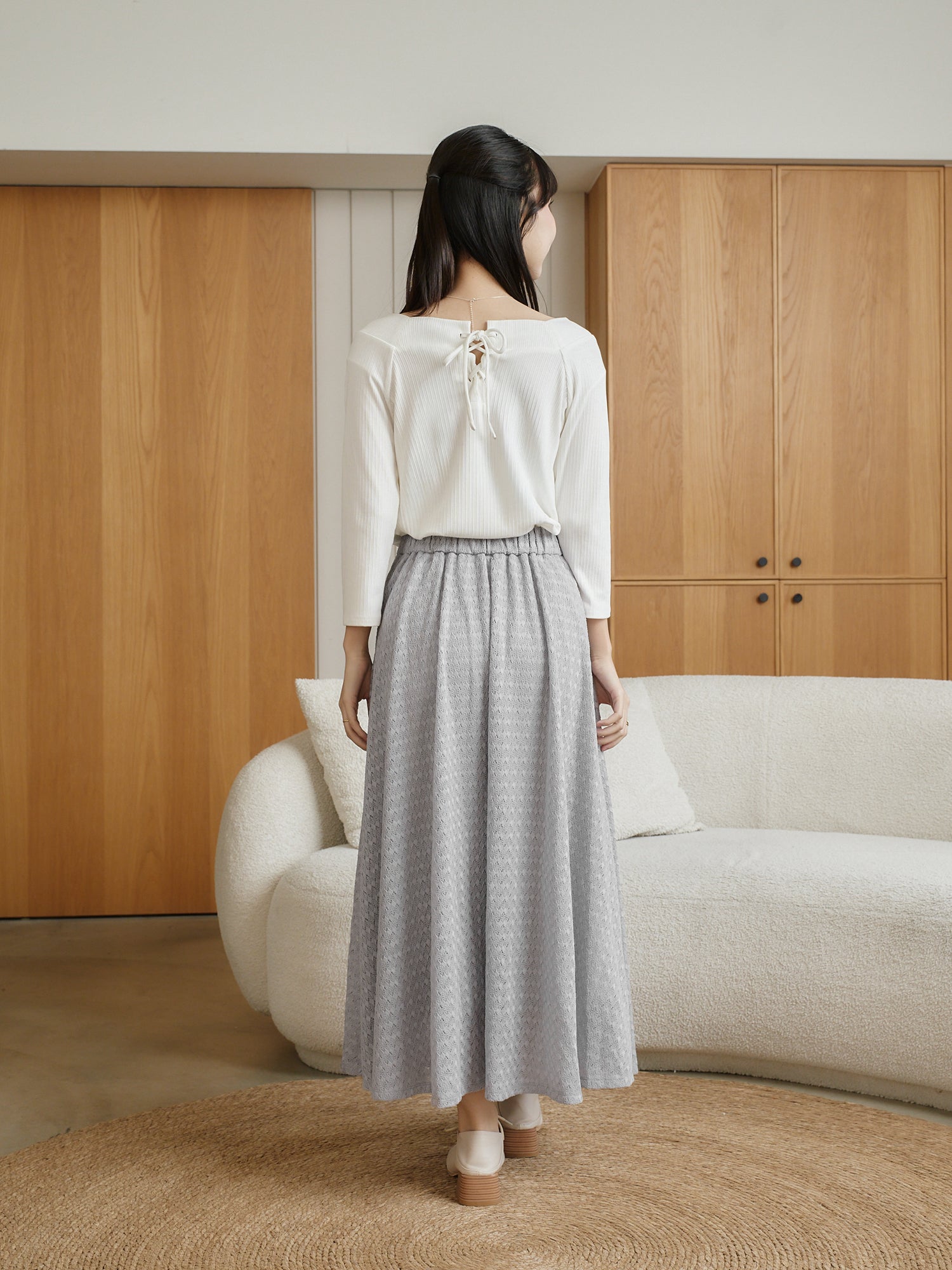 蕾絲感半身長裙