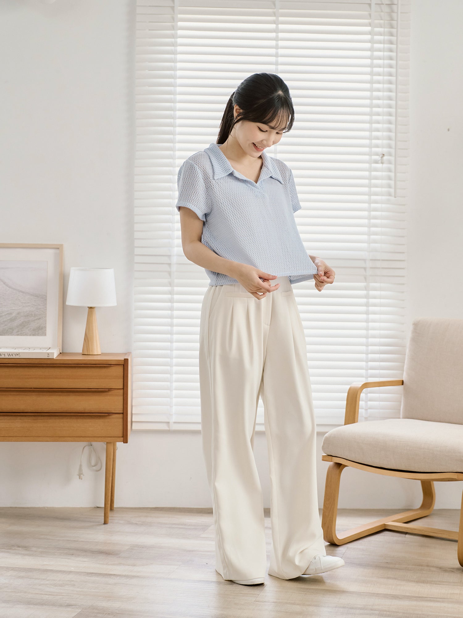 Open Collar Knit Top