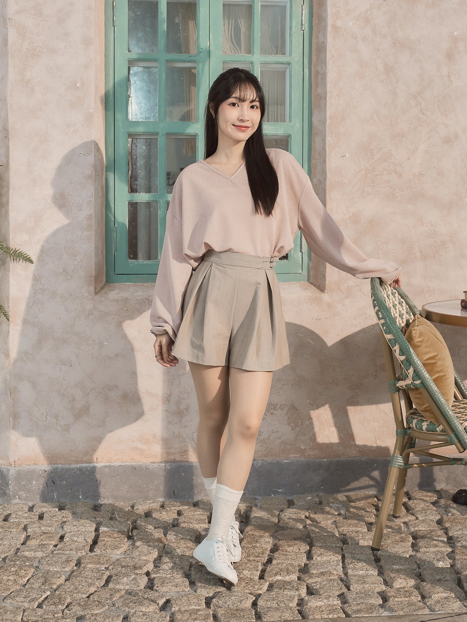 超A字闊腿短西褲