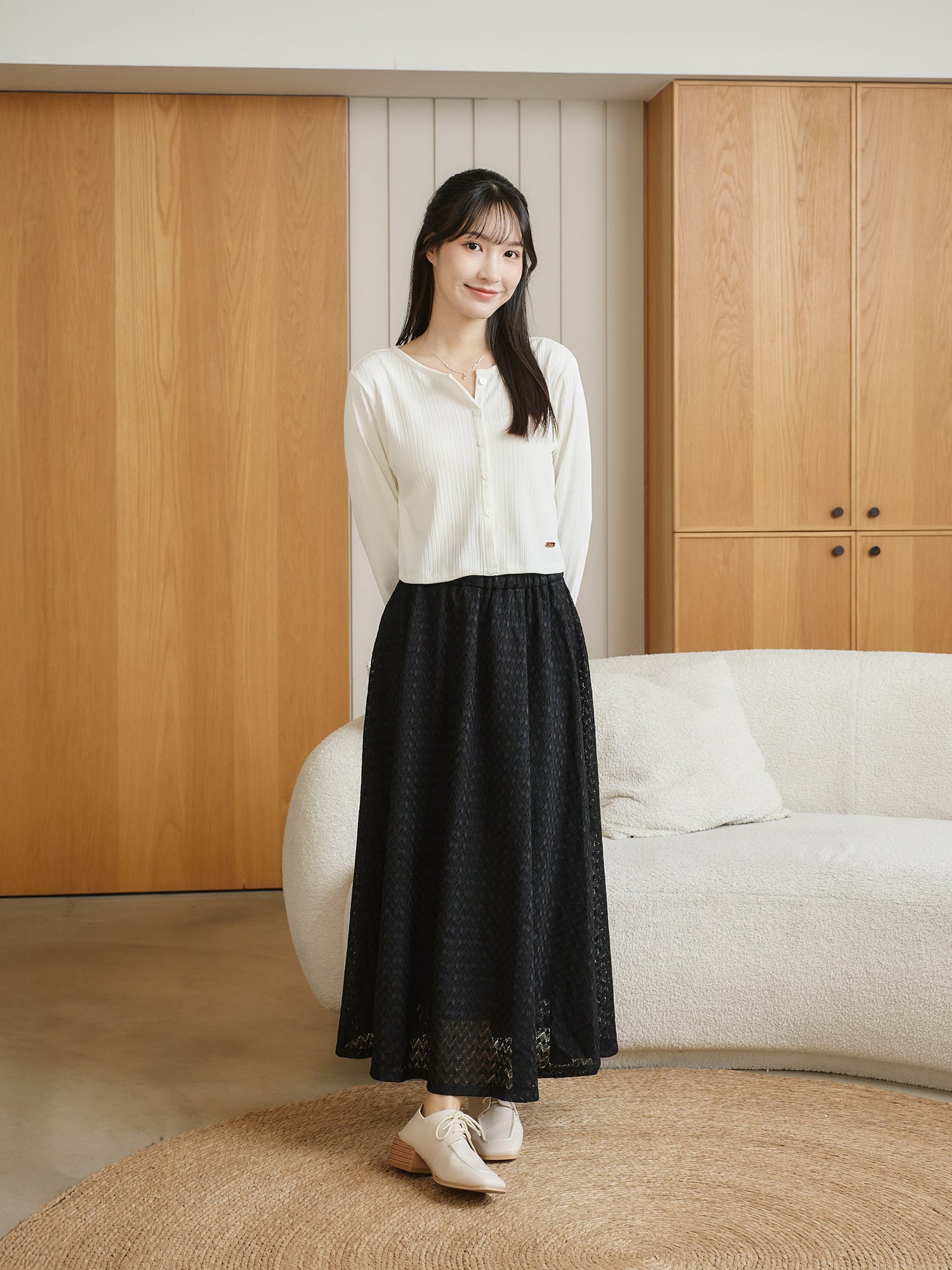 蕾絲感半身長裙