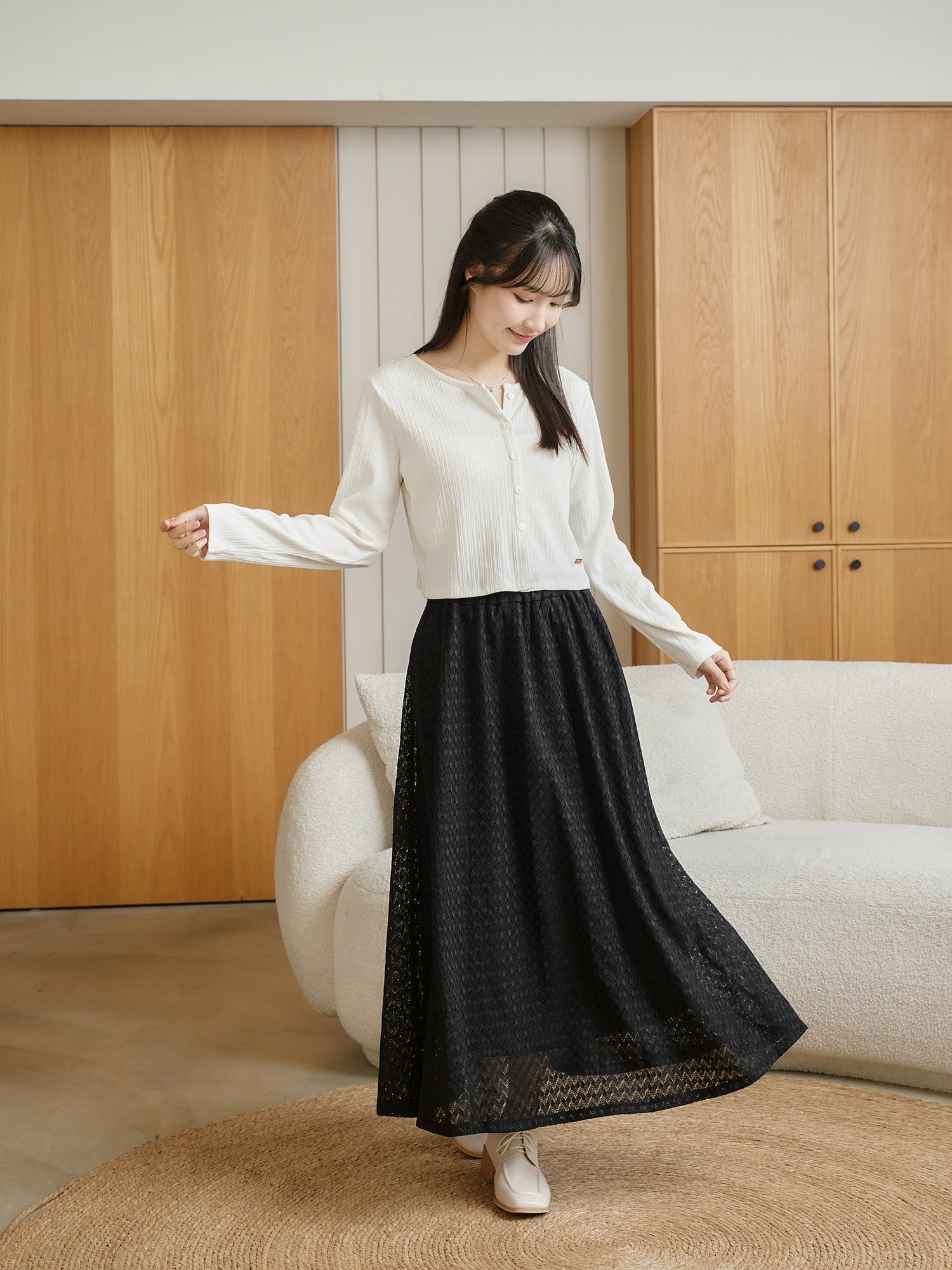 Cropped Pleated Cardigan