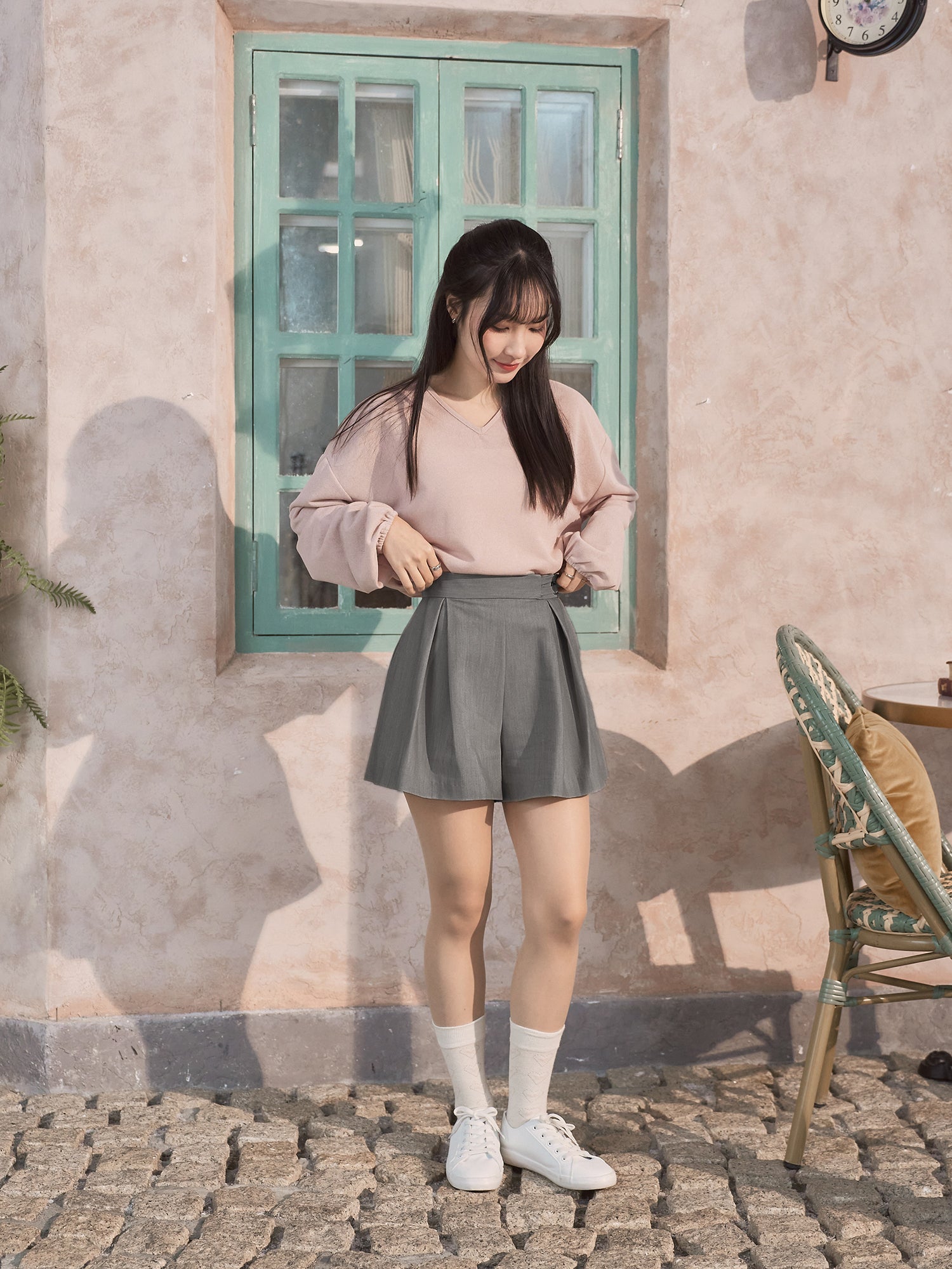 超A字闊腿短西褲