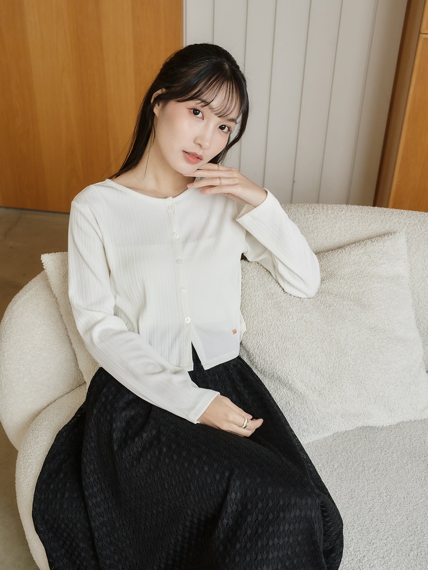 Cropped Pleated Cardigan