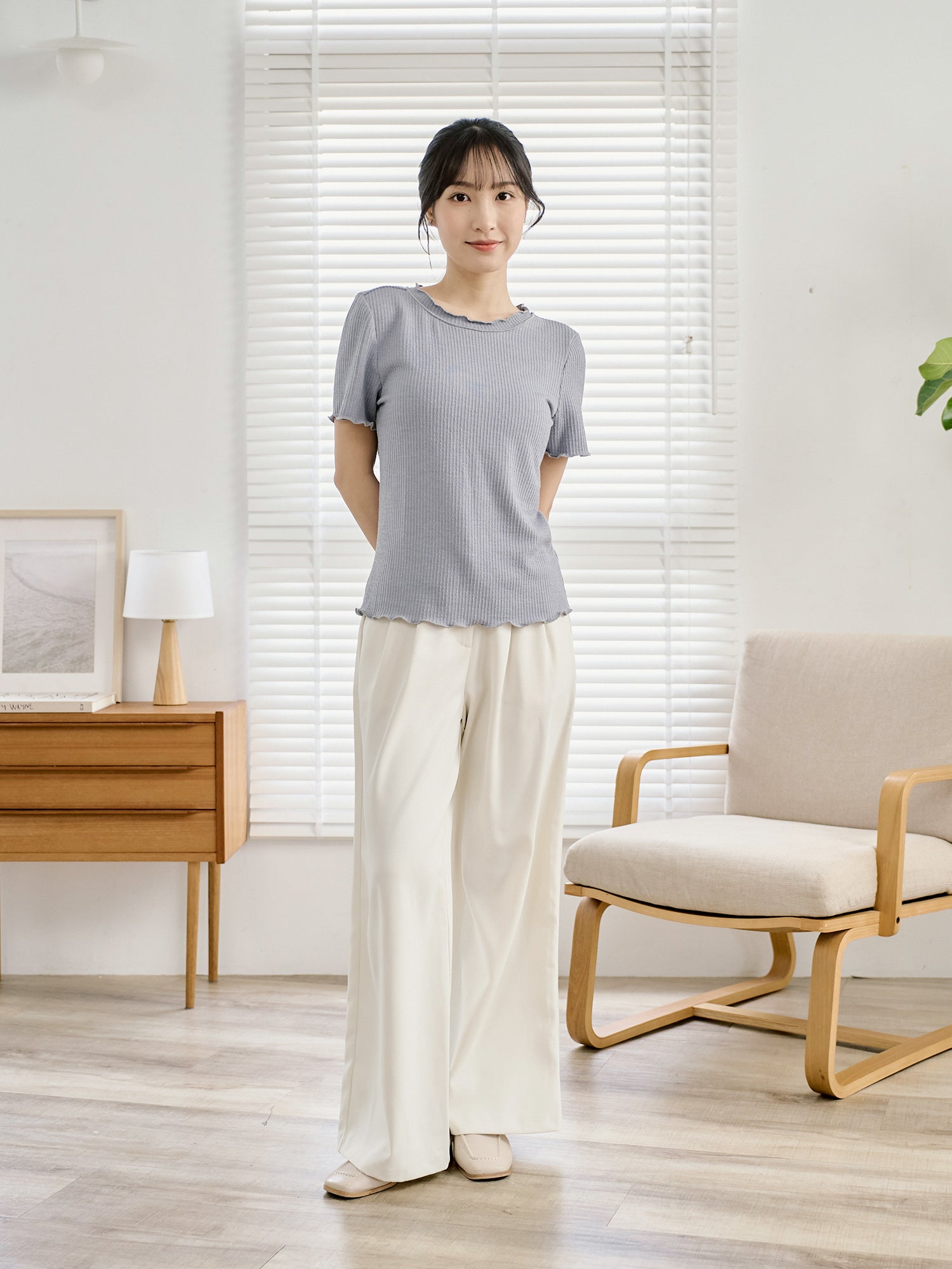 Textured Babylock Short Sleeve Top