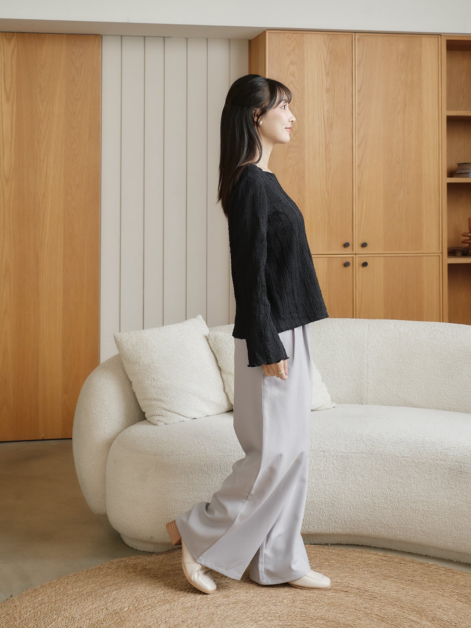 Textured Long Sleeve Top