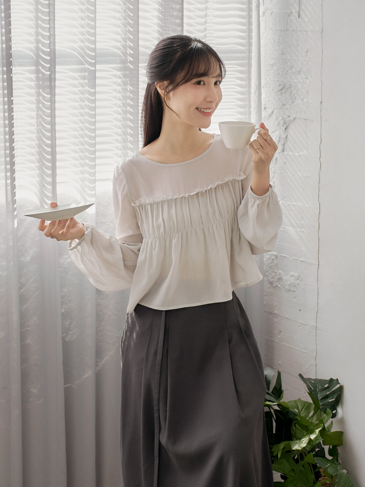Pleated Midi Skirt With Belt
