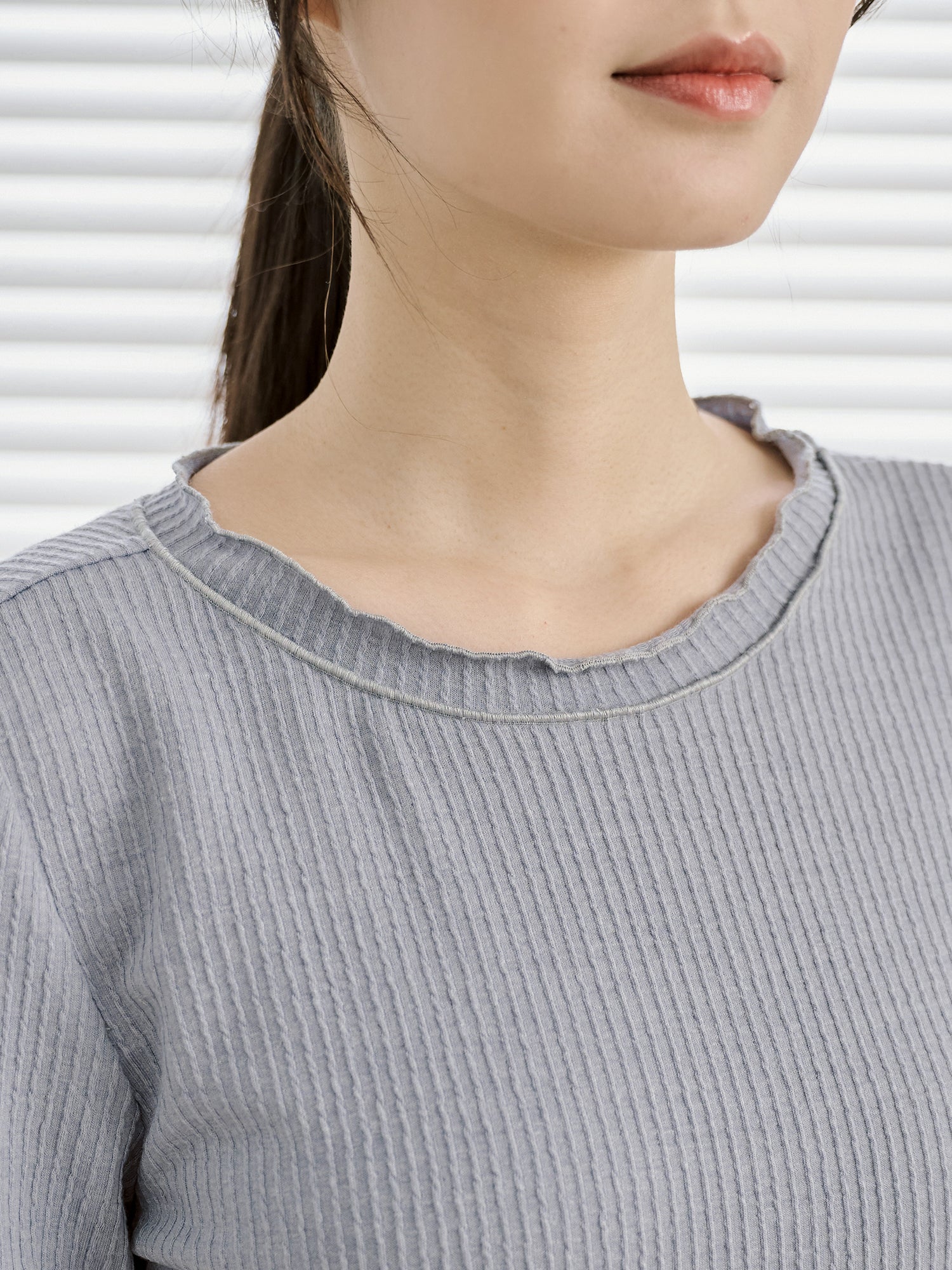 Textured Babylock Short Sleeve Top