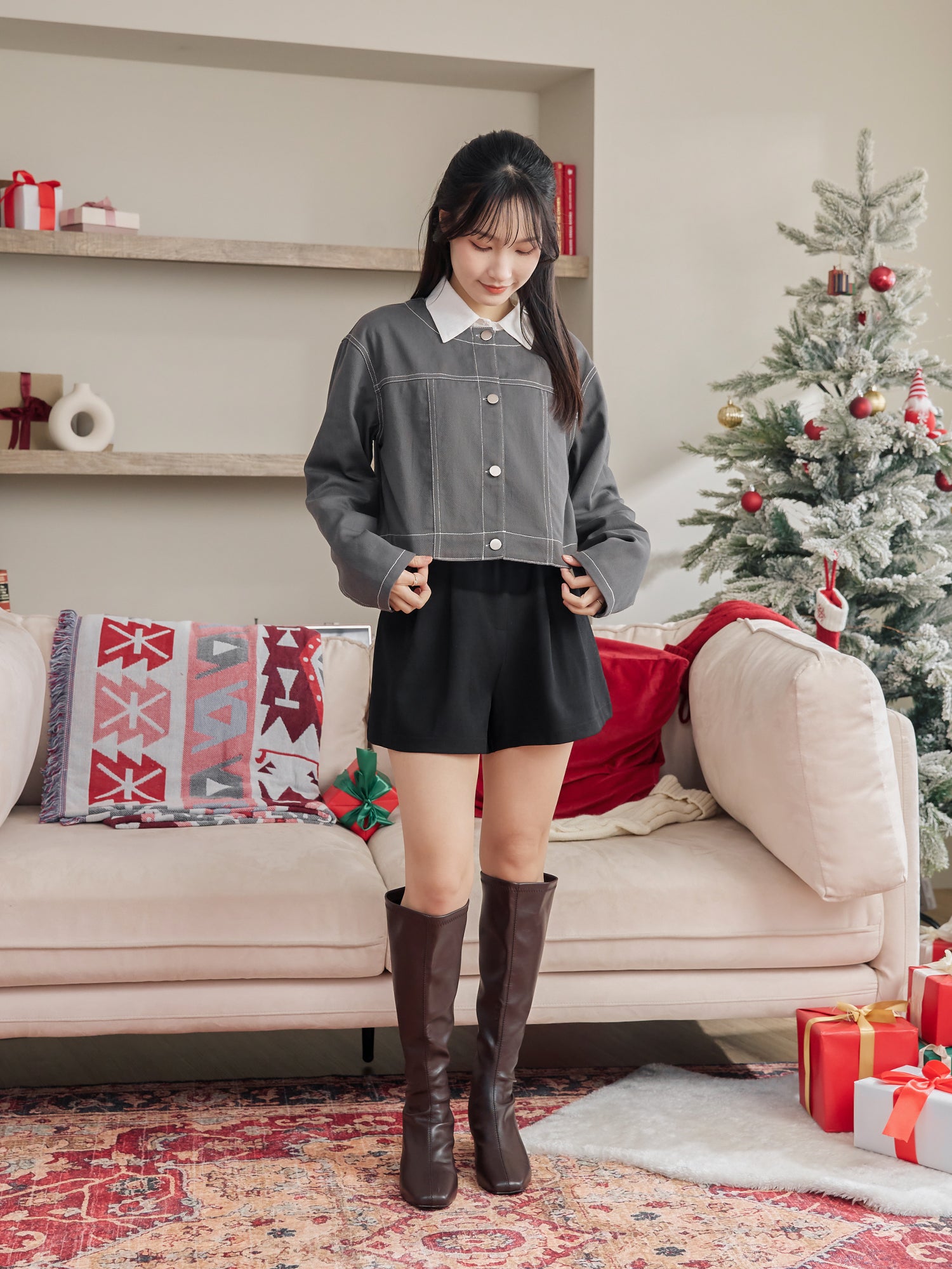 Round Neck Twill Jacket