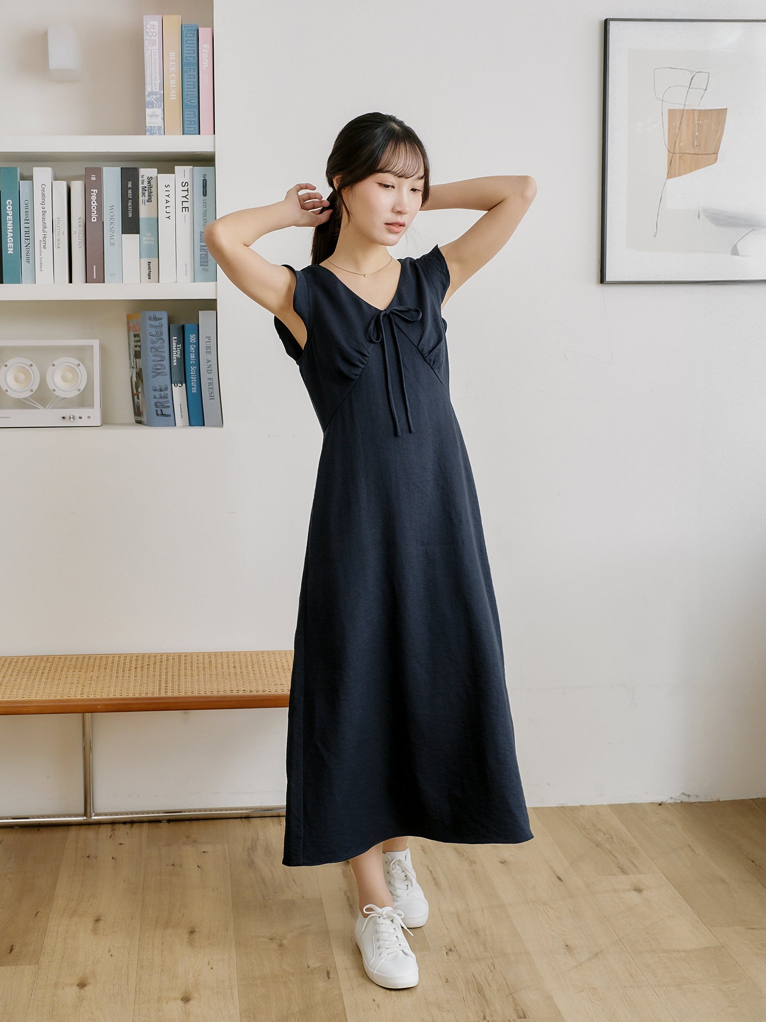 Ruffled Tie-Front Midi Dress