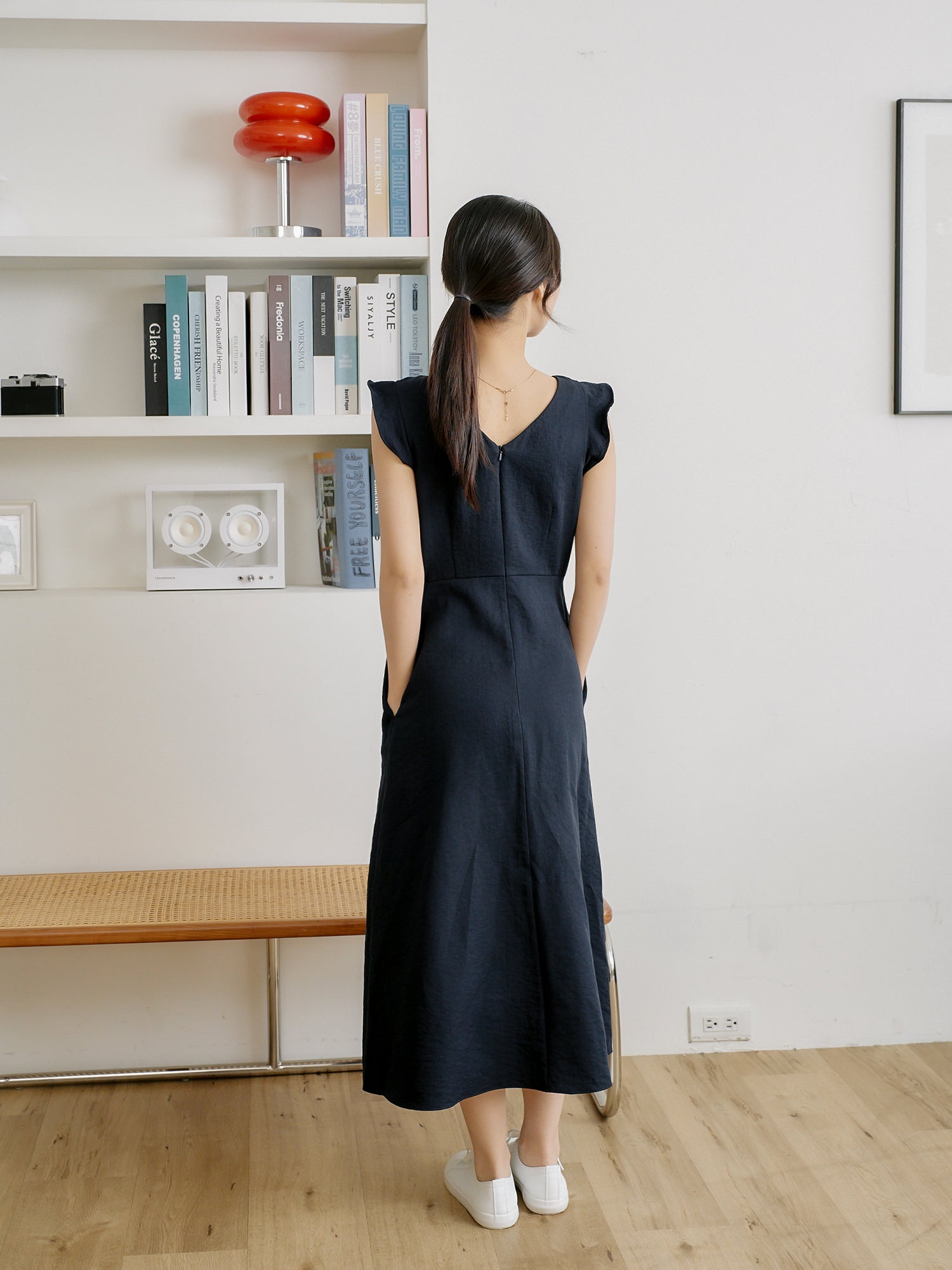 Ruffled Tie-Front Midi Dress