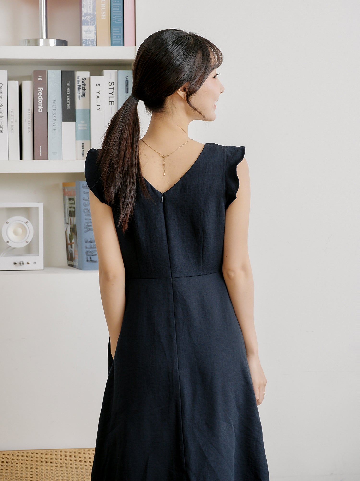 Ruffled Tie-Front Midi Dress