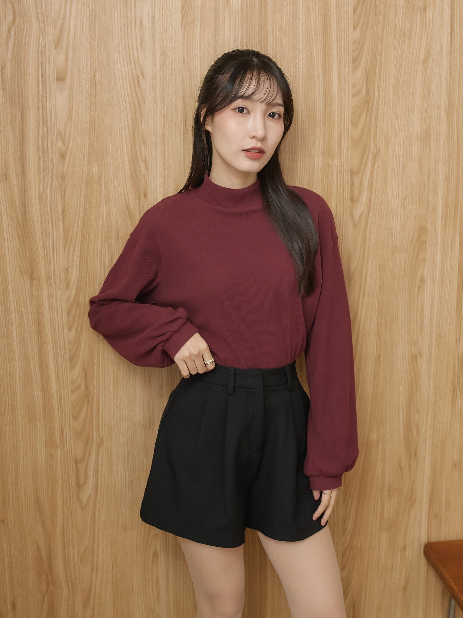 Ribbed High Neck Top