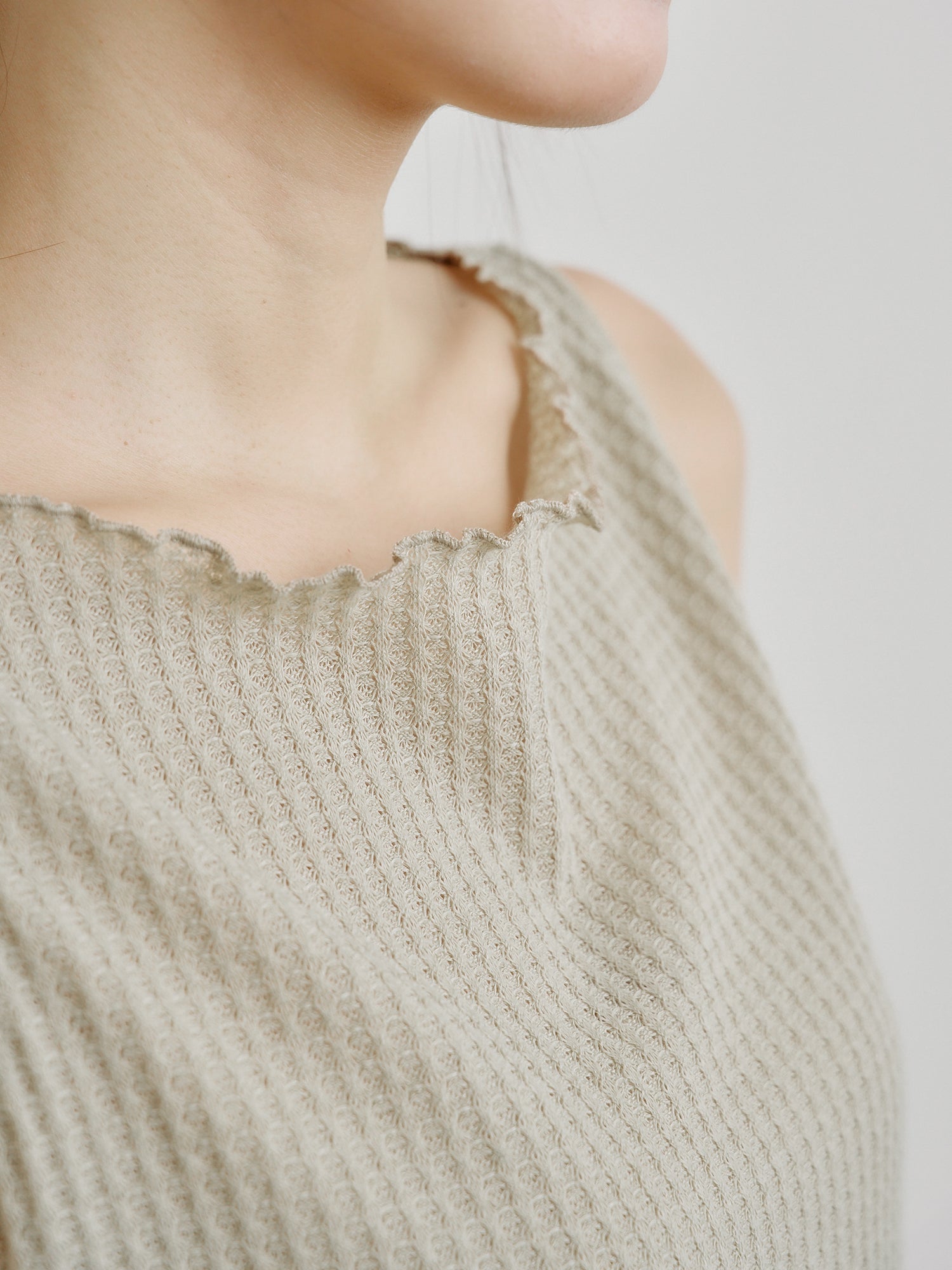 Asymmetric Waffle Sleeveless Top*