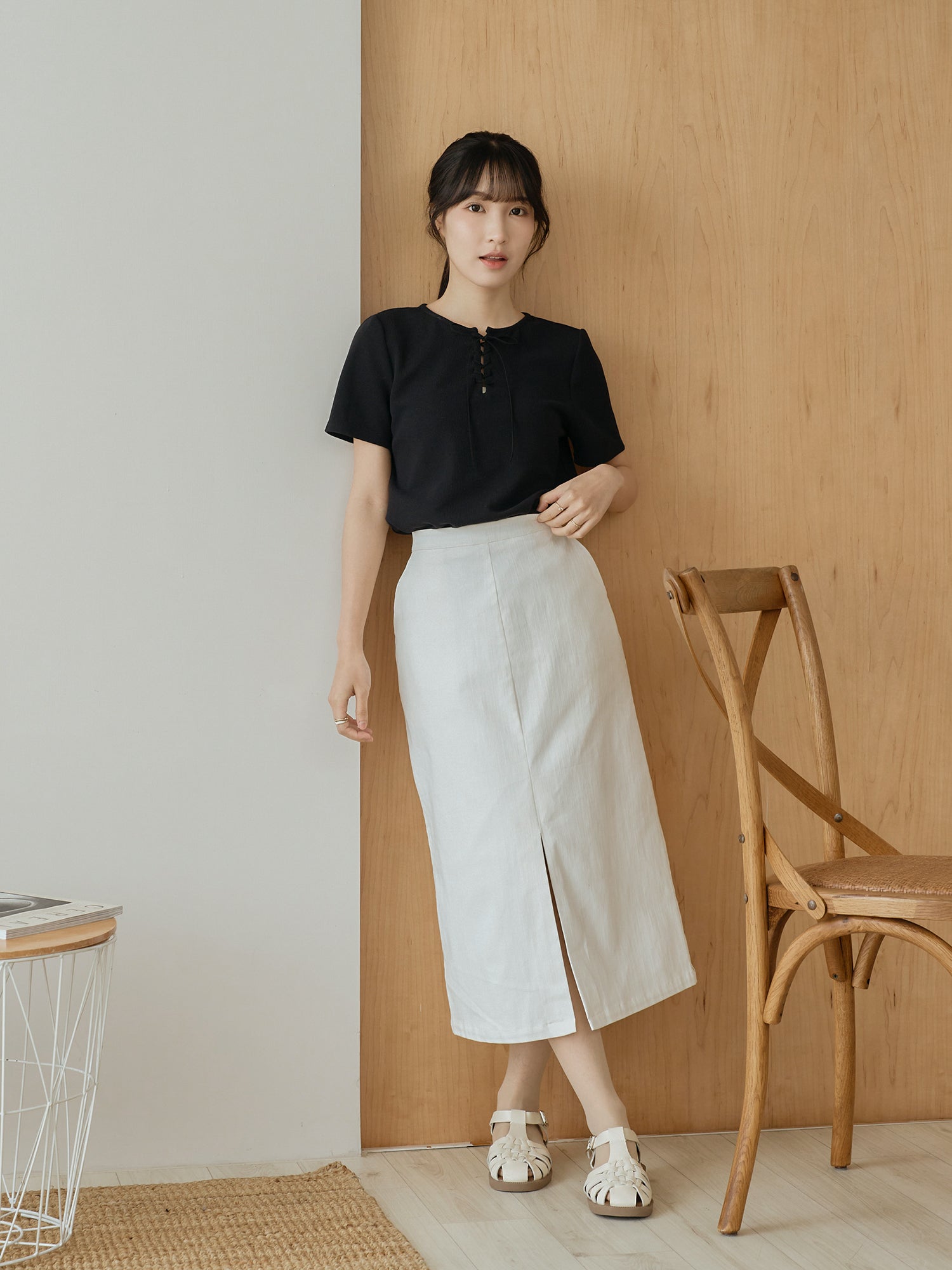 Suede Lace Up Waffle Top