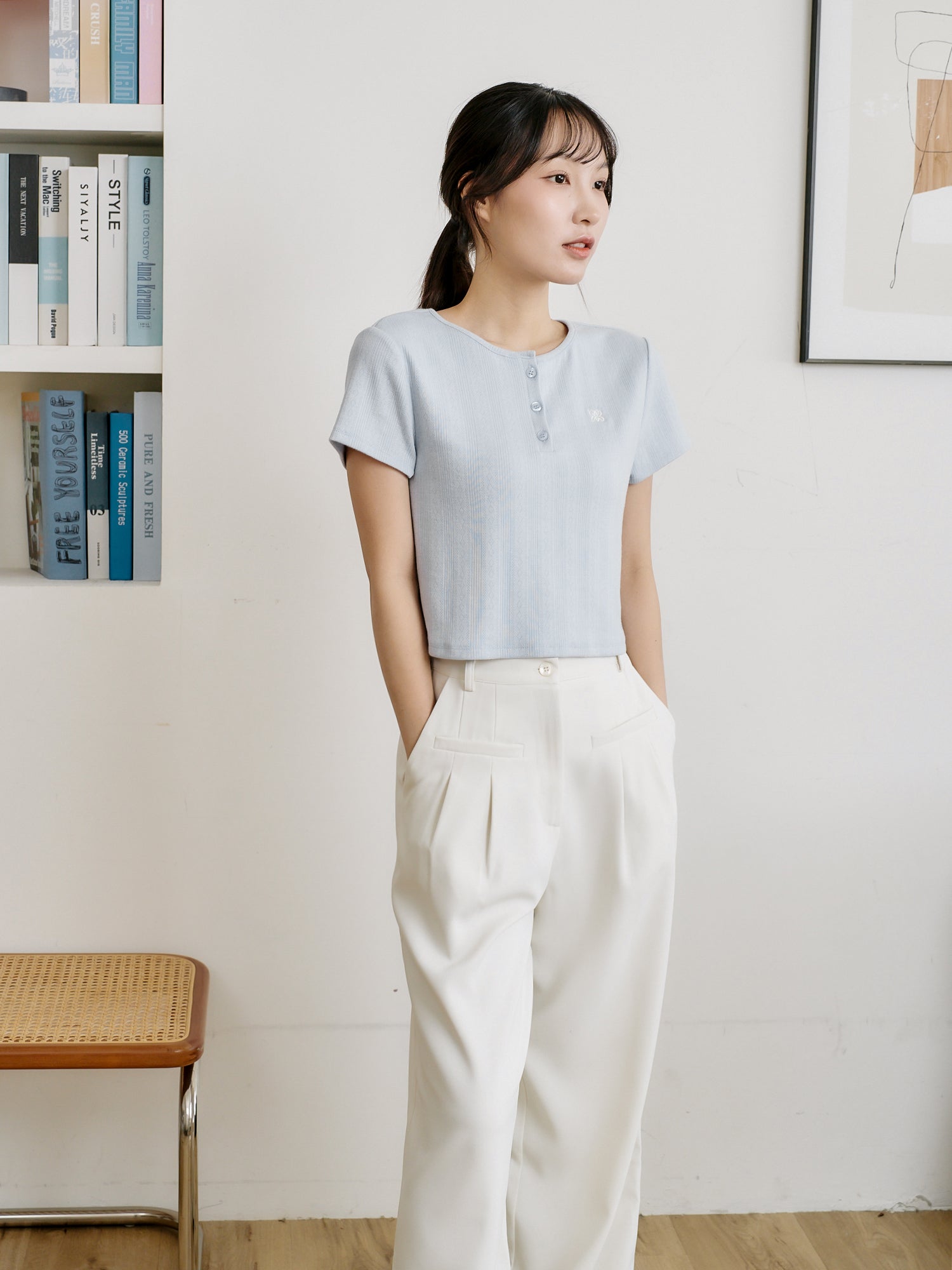 Henley Embroidered Top