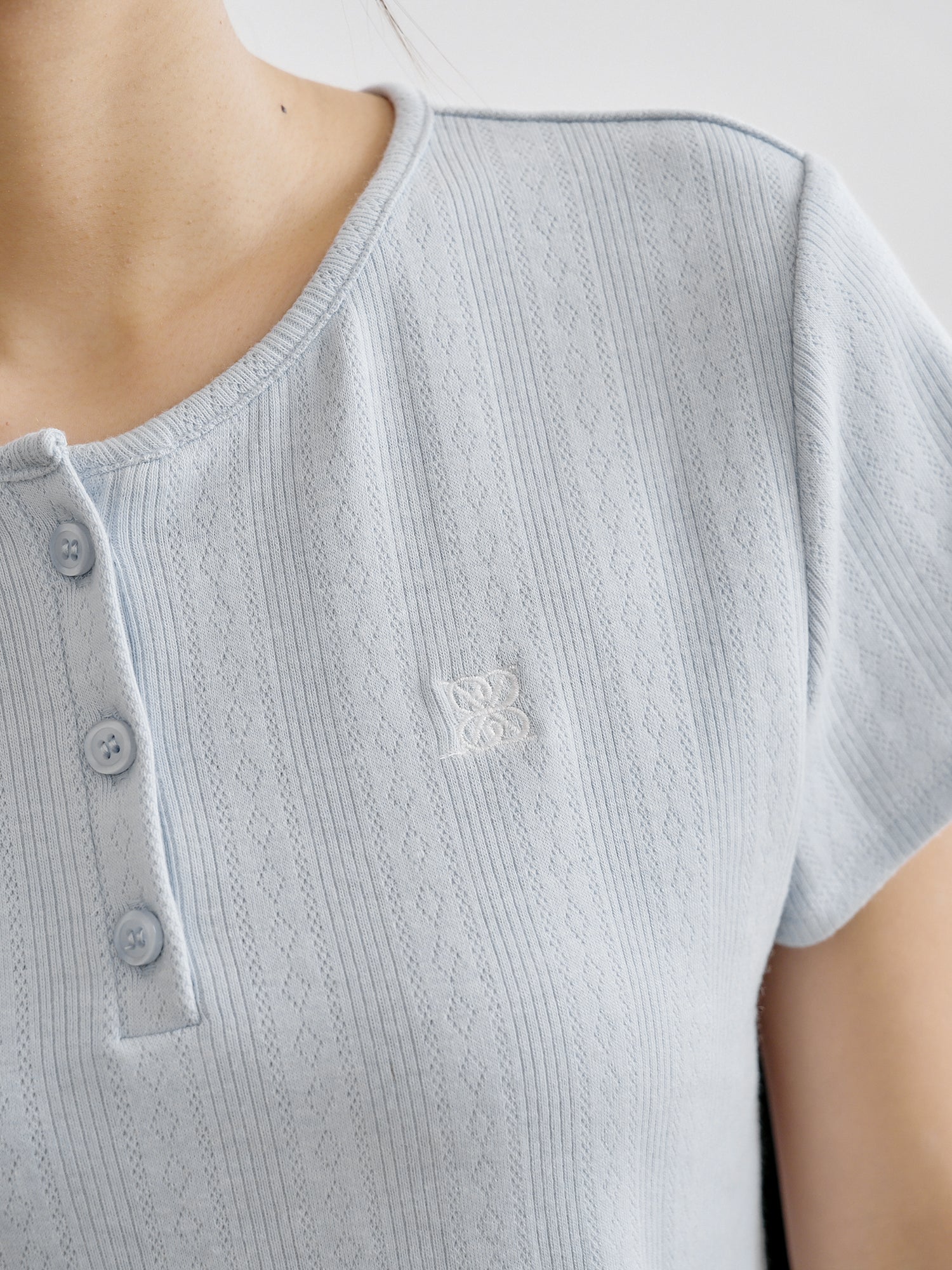 Henley Embroidered Top
