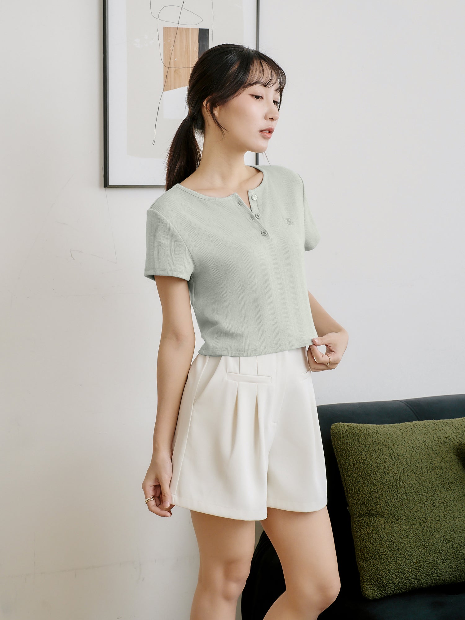 亨利領針織上衣