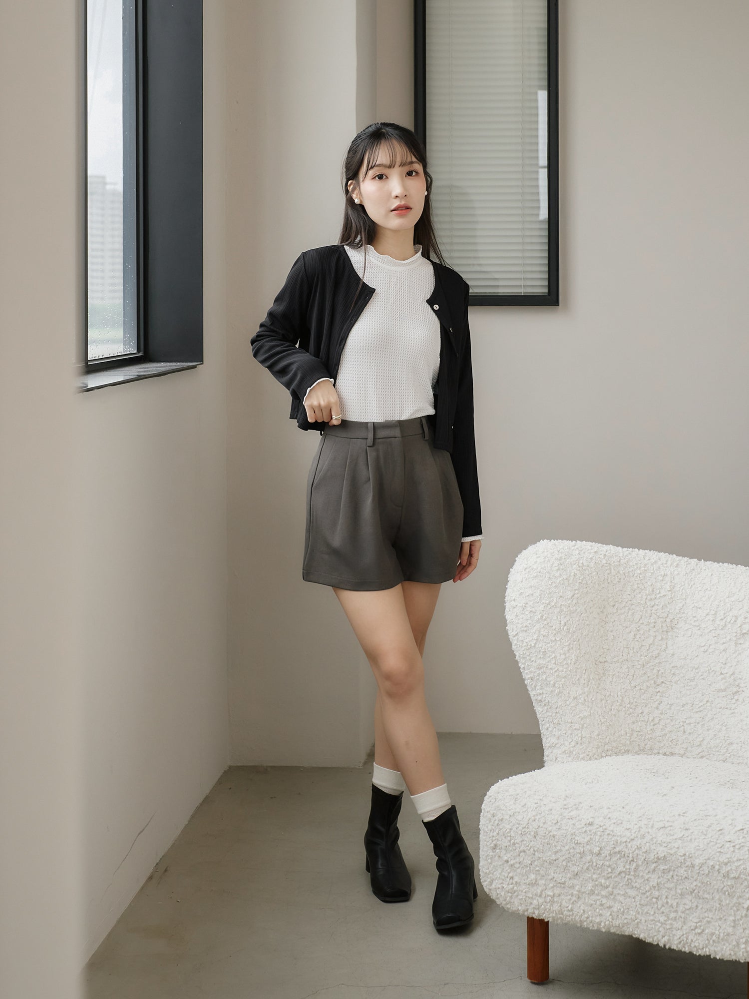 Cropped Pleated Cardigan