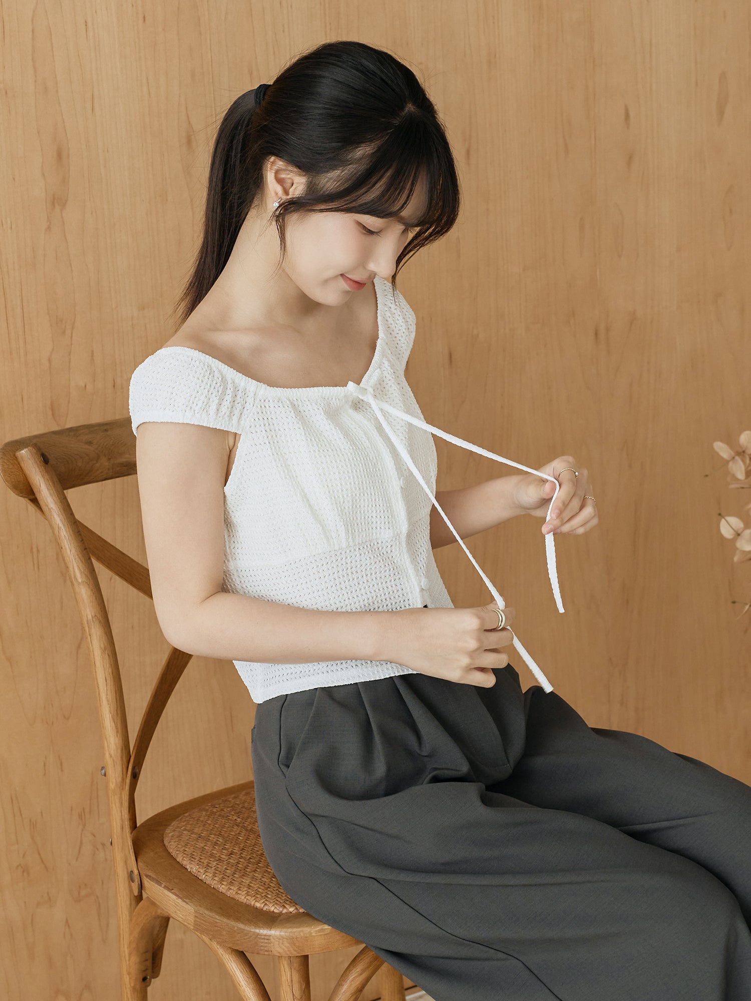 Seersucker Cap Sleeve Top