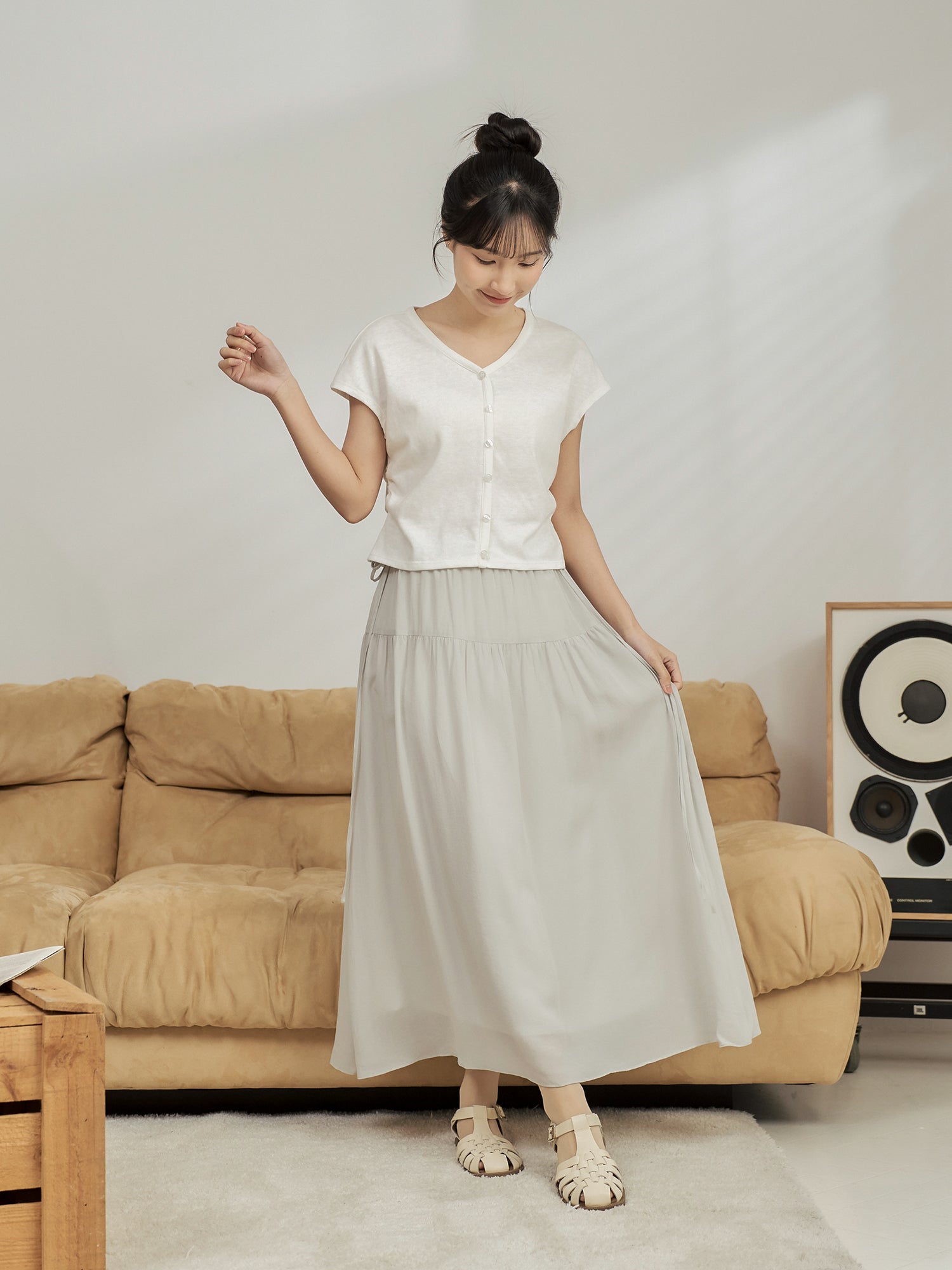 V-Neck Side Shirring Top