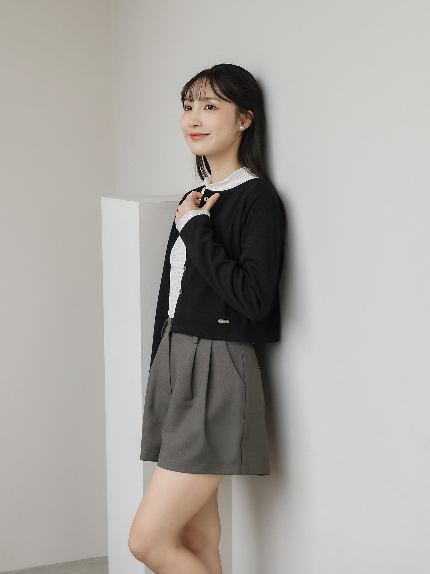 Cropped Pleated Cardigan