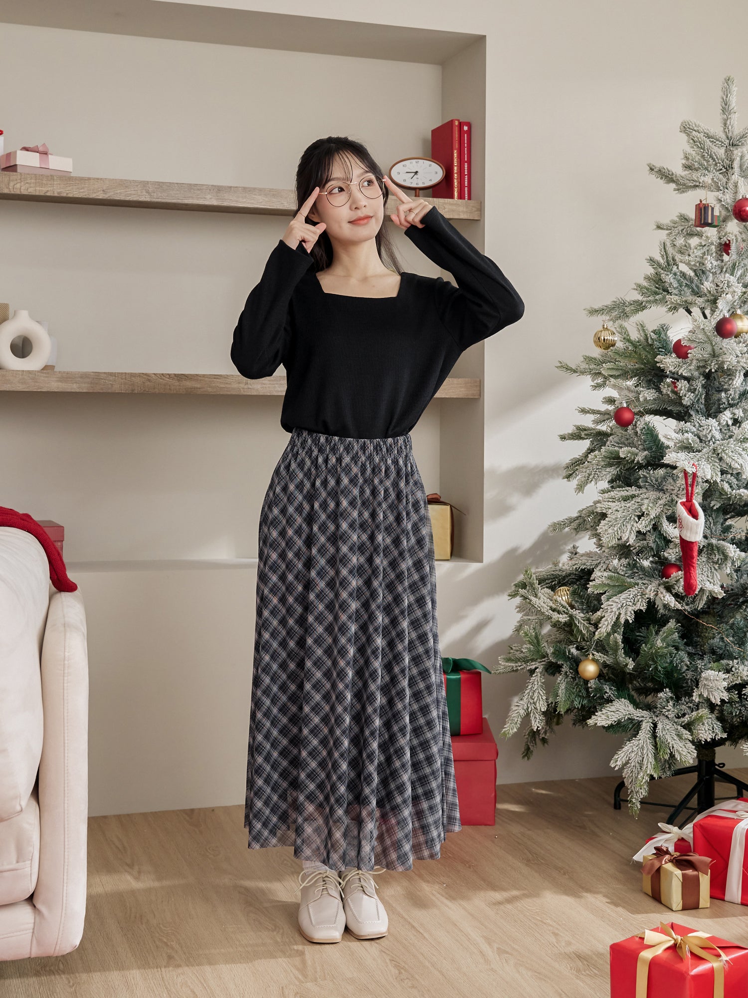 Bell-Sleeve Square Neck Top