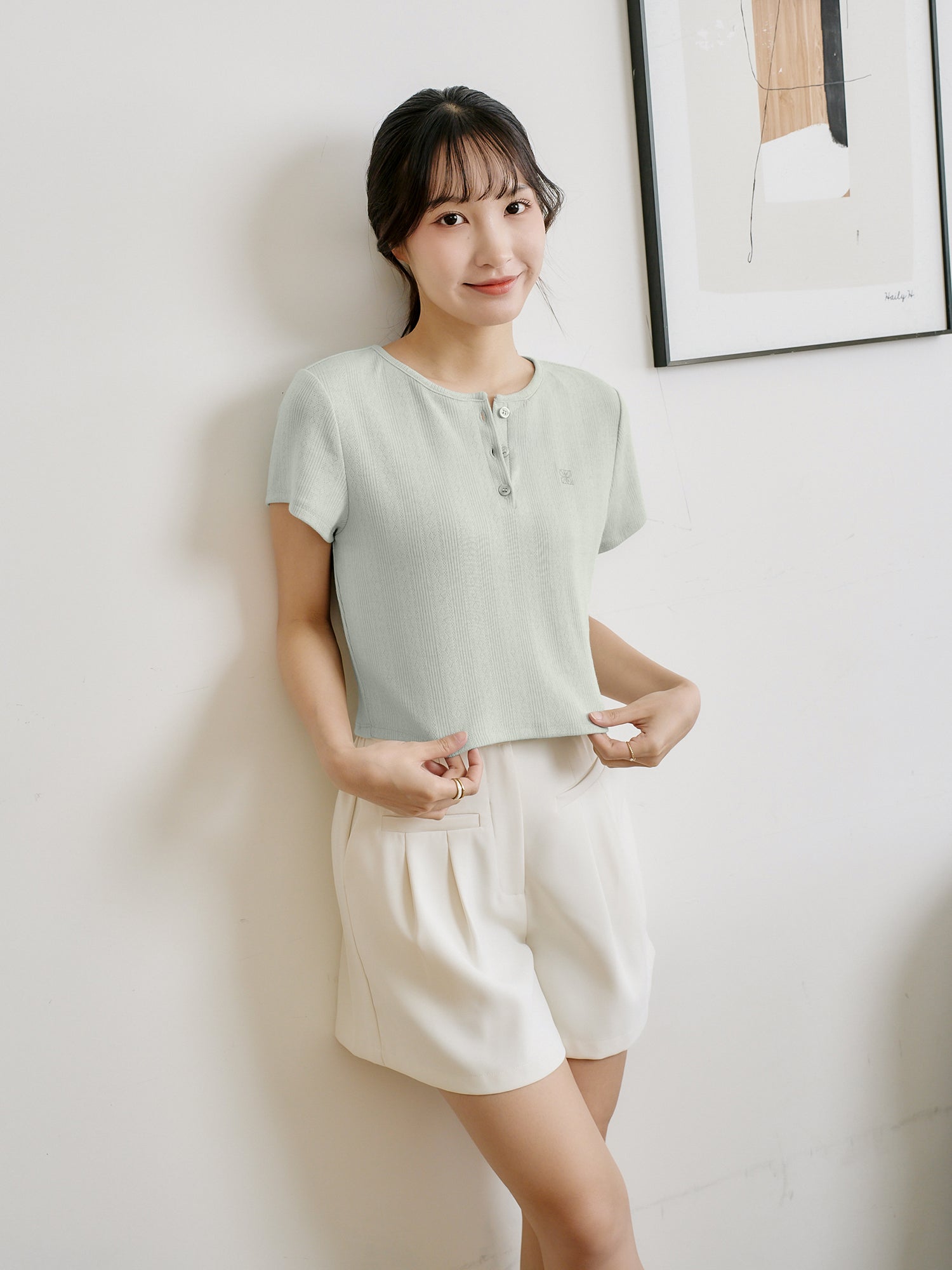 Henley Embroidered Top