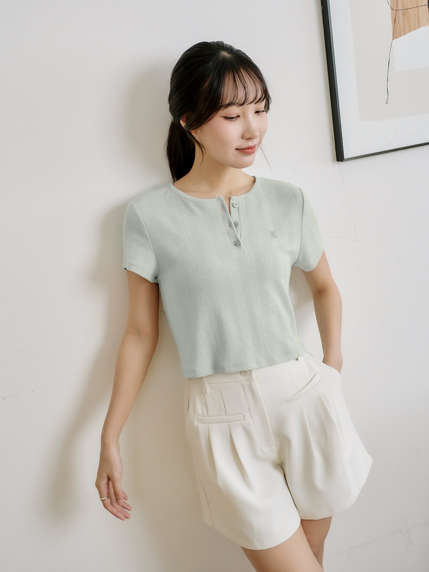 Henley Embroidered Top