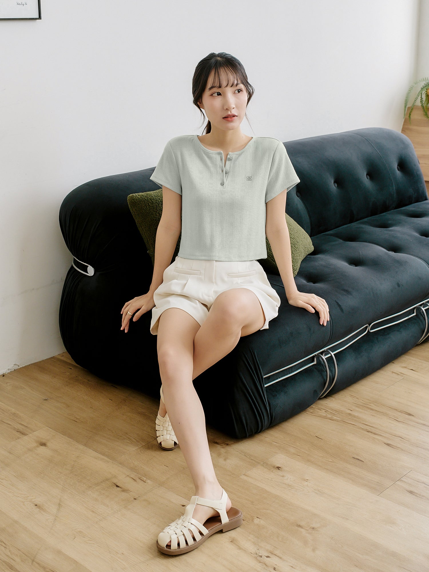 Henley Embroidered Top