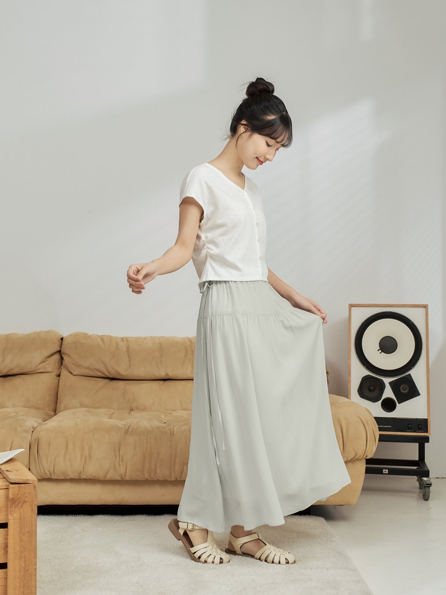 Side Tie Midi Skirt