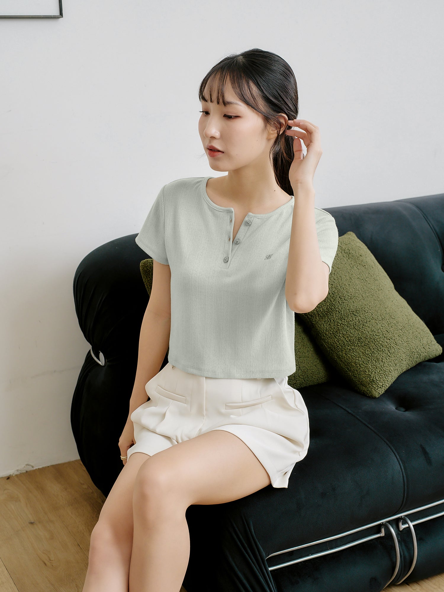 Henley Embroidered Top